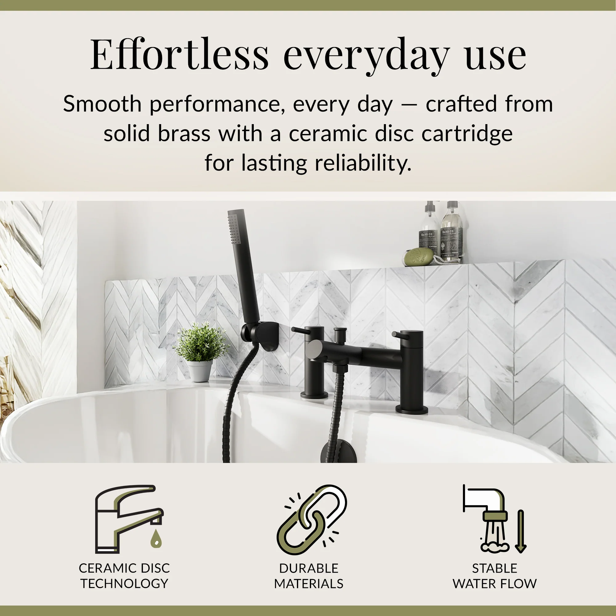 Wetley Round Minimalist Bath Shower Mixer Tap with Shower Kit - Choice of Finish - Image 4