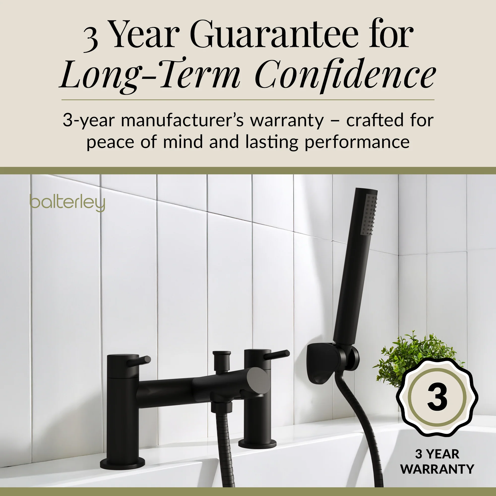 Wetley Round Minimalist Bath Shower Mixer Tap with Shower Kit - Choice of Finish - Image 8