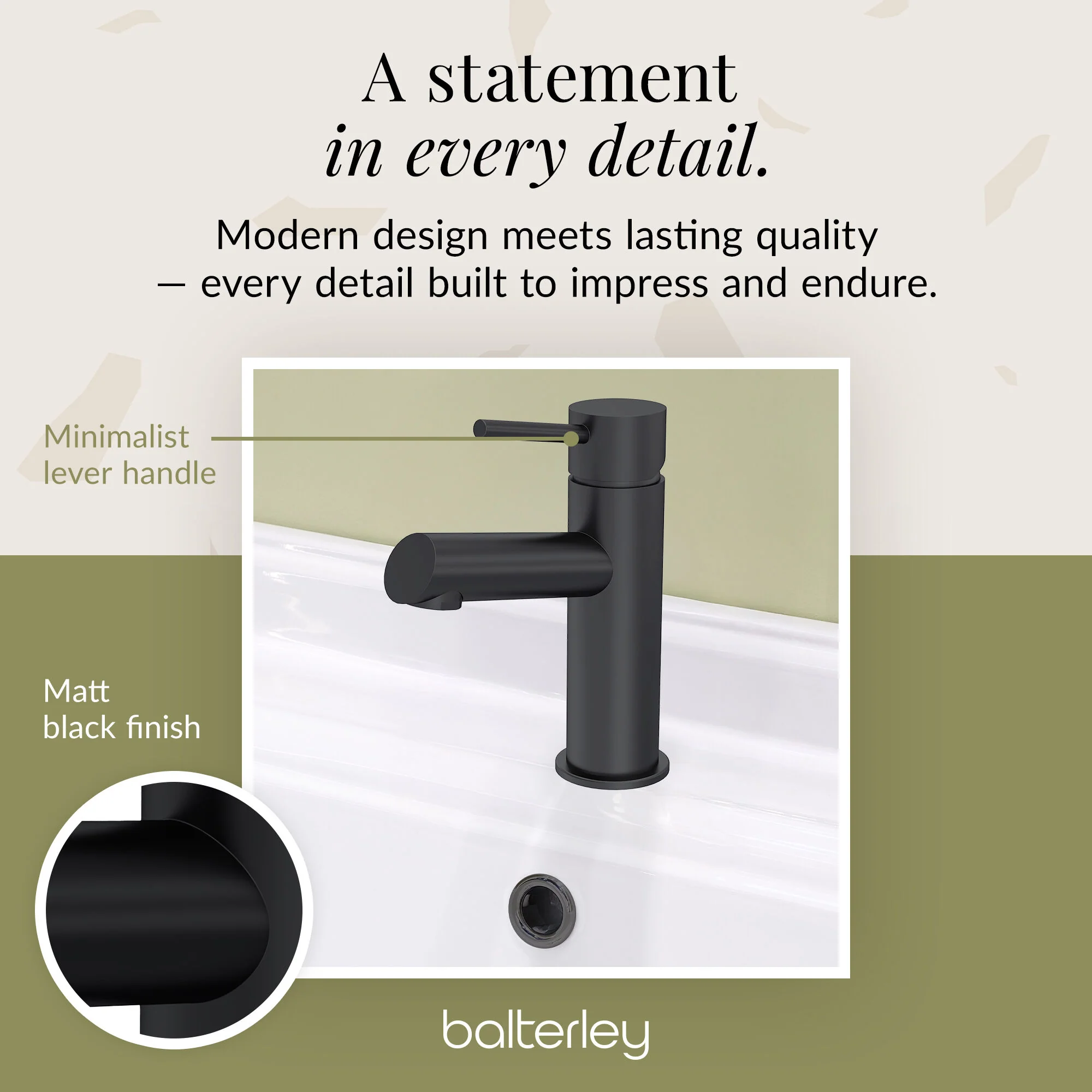 Wetley Minimalist Round Mono Basin Mixer Tap & Push Button Waste - Choice of Finish - Image 17
