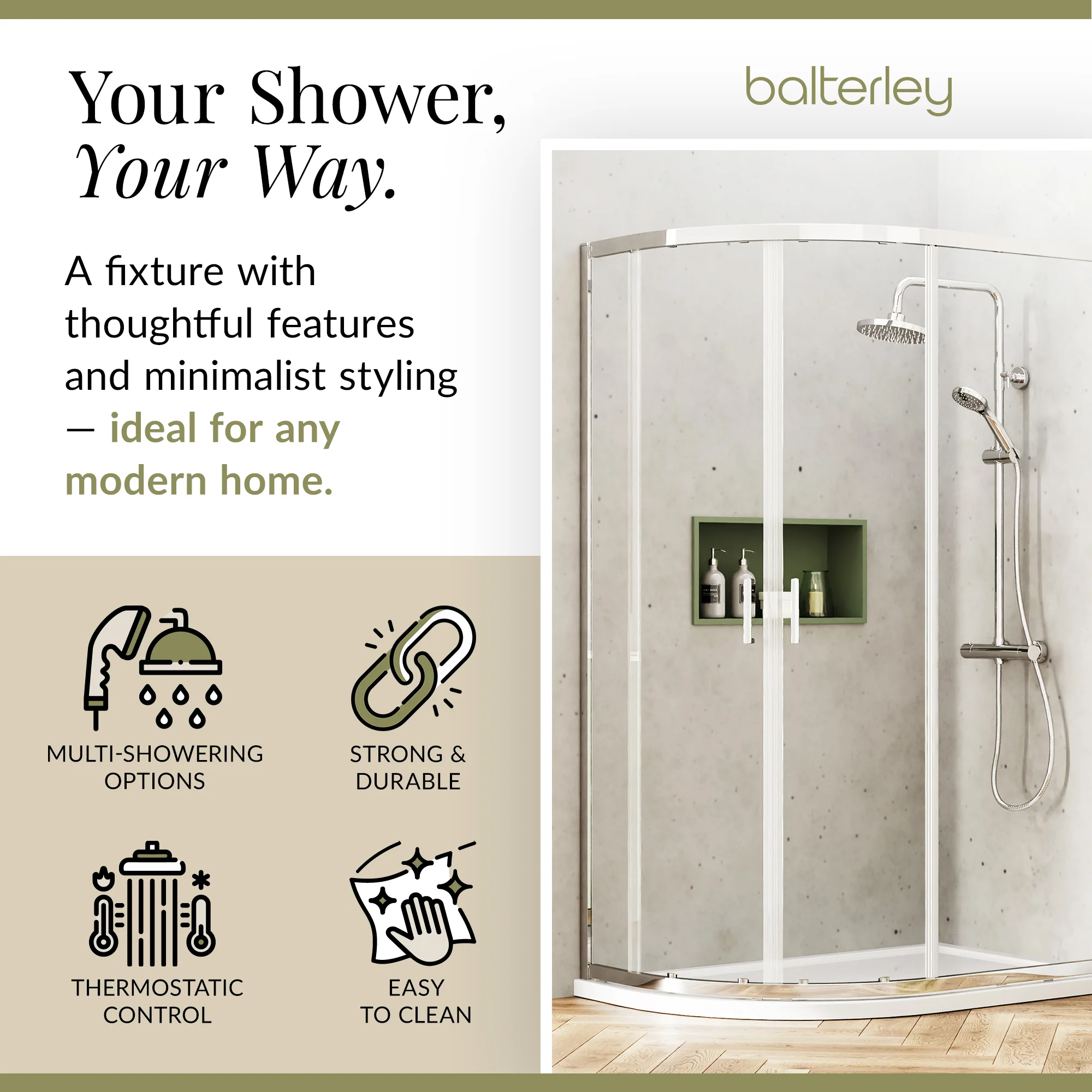 Round Thermostatic Shower Kit with Fixed Head & Adjustable Handset - Multiple Colours Available - Image 23