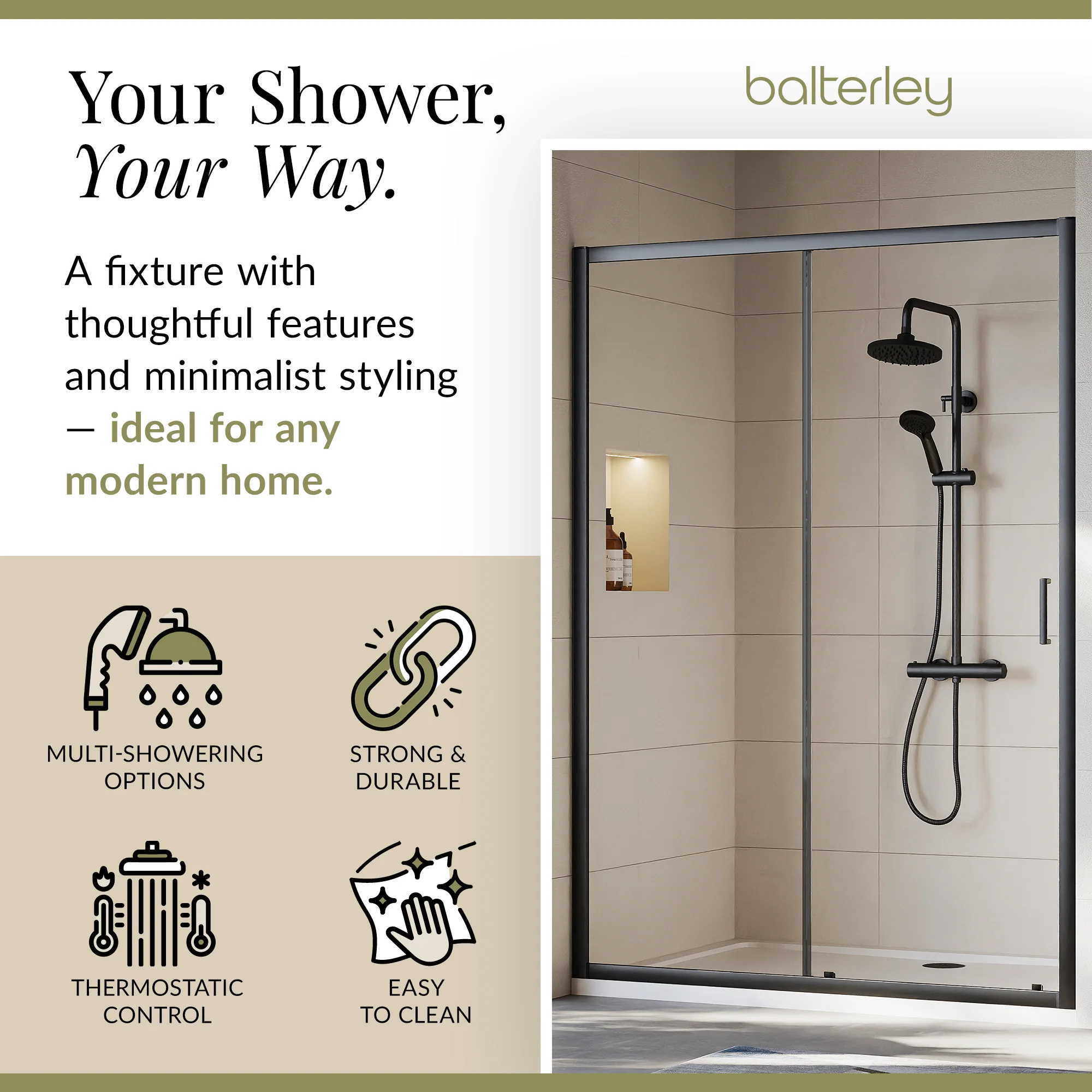 Round Thermostatic Shower Kit with Fixed Head & Adjustable Handset - Multiple Colours Available - Image 30