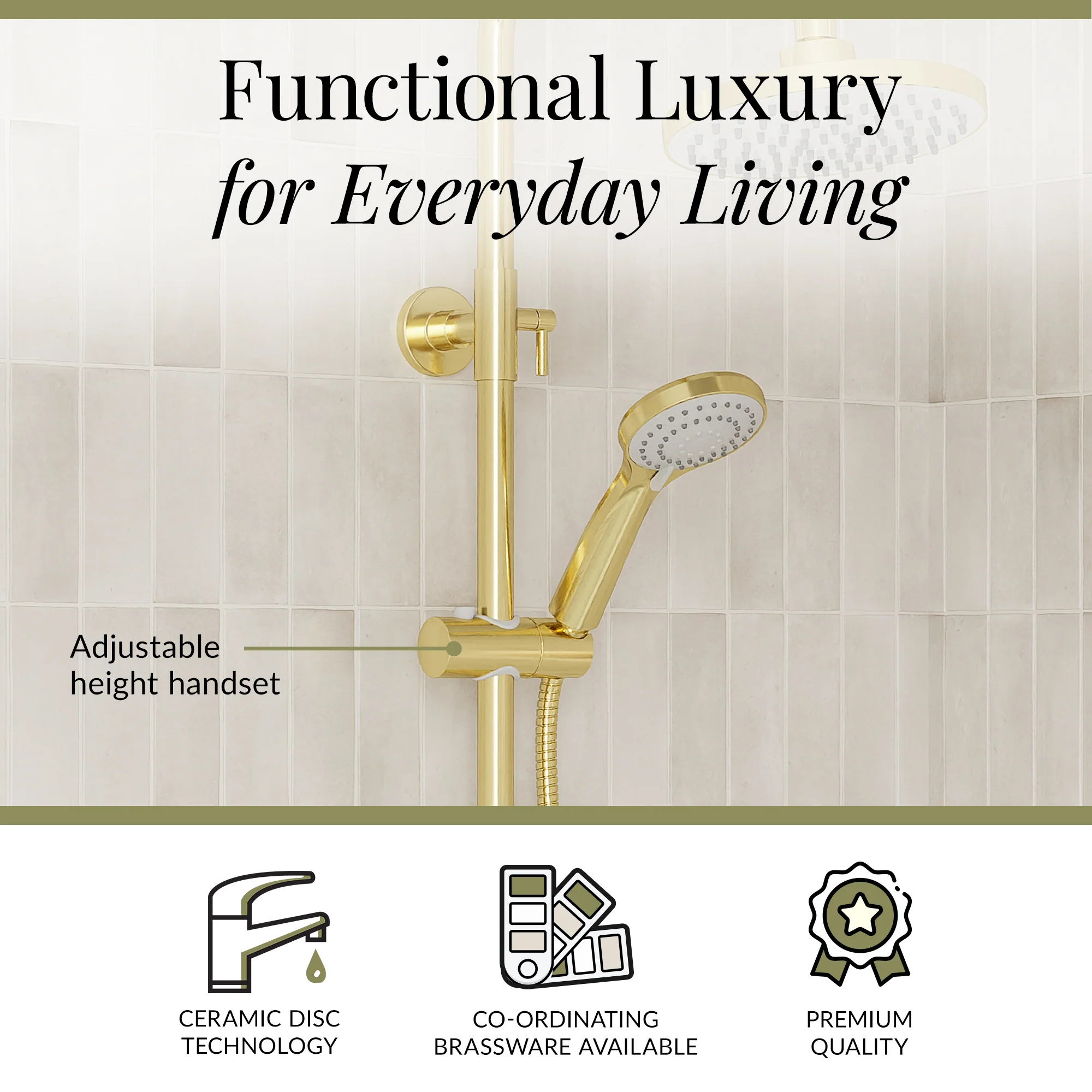 Round Thermostatic Shower Kit with Fixed Head & Adjustable Handset - Multiple Colours Available - Image 34