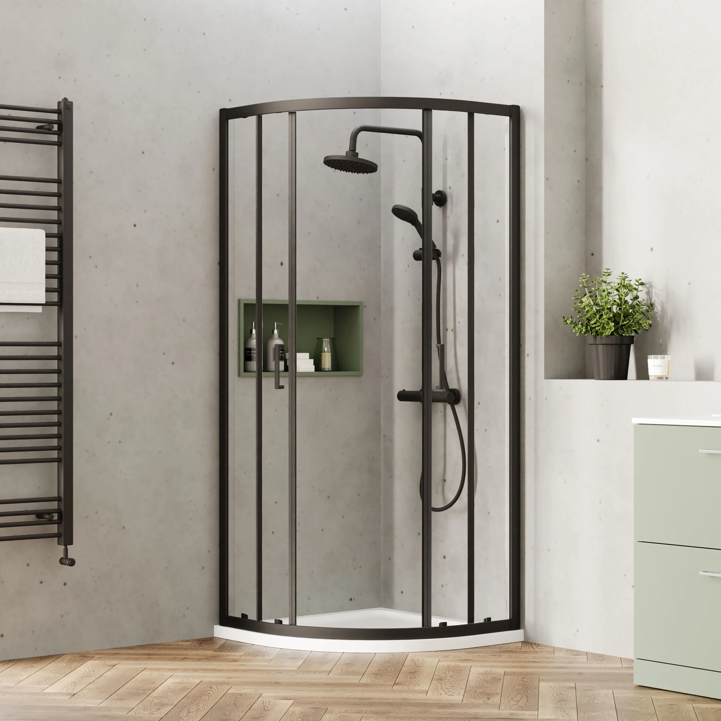 Round Thermostatic Shower Kit with Fixed Head & Adjustable Handset - Multiple Colours Available - Image 8