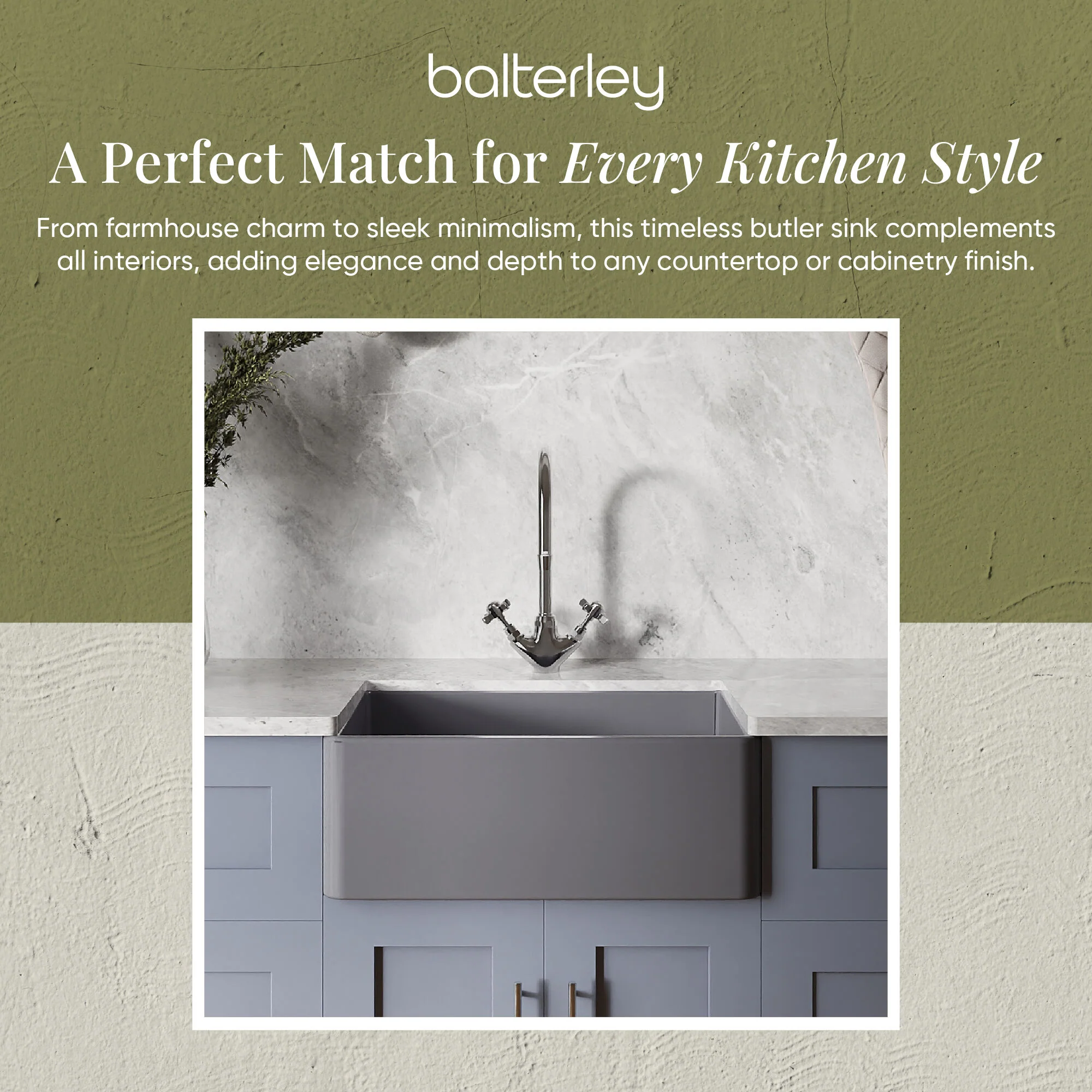 Single Bowl Fireclay Ceramic Butler Kitchen Sink - 595mm - Multiple Colours - Image 15