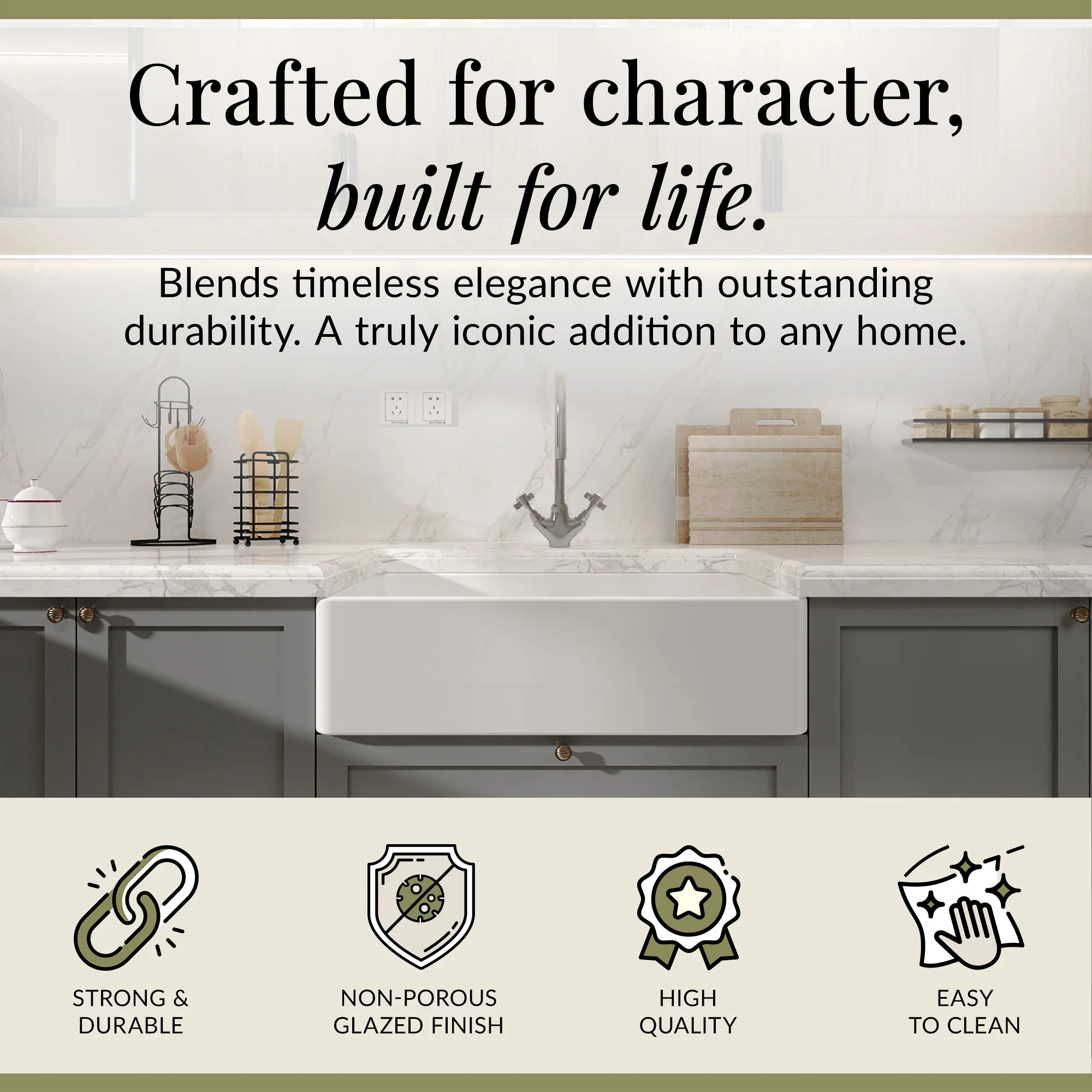 Single Bowl Butler Kitchen Sink - Choice of Tap and Waste - 795mm - Image 16