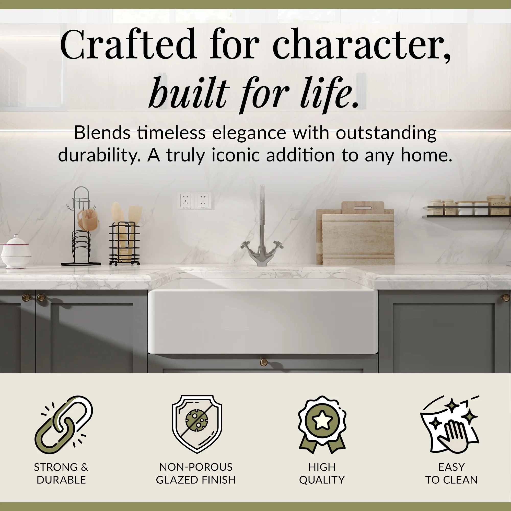 Single Bowl Butler Kitchen Sink - Choice of Tap and Waste - 795mm - Image 21