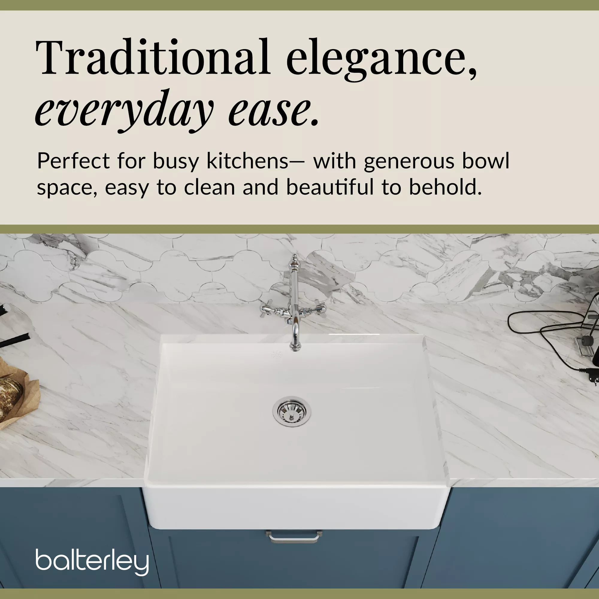 Single Bowl Butler Kitchen Sink - Choice of Tap and Waste - 795mm - Image 35