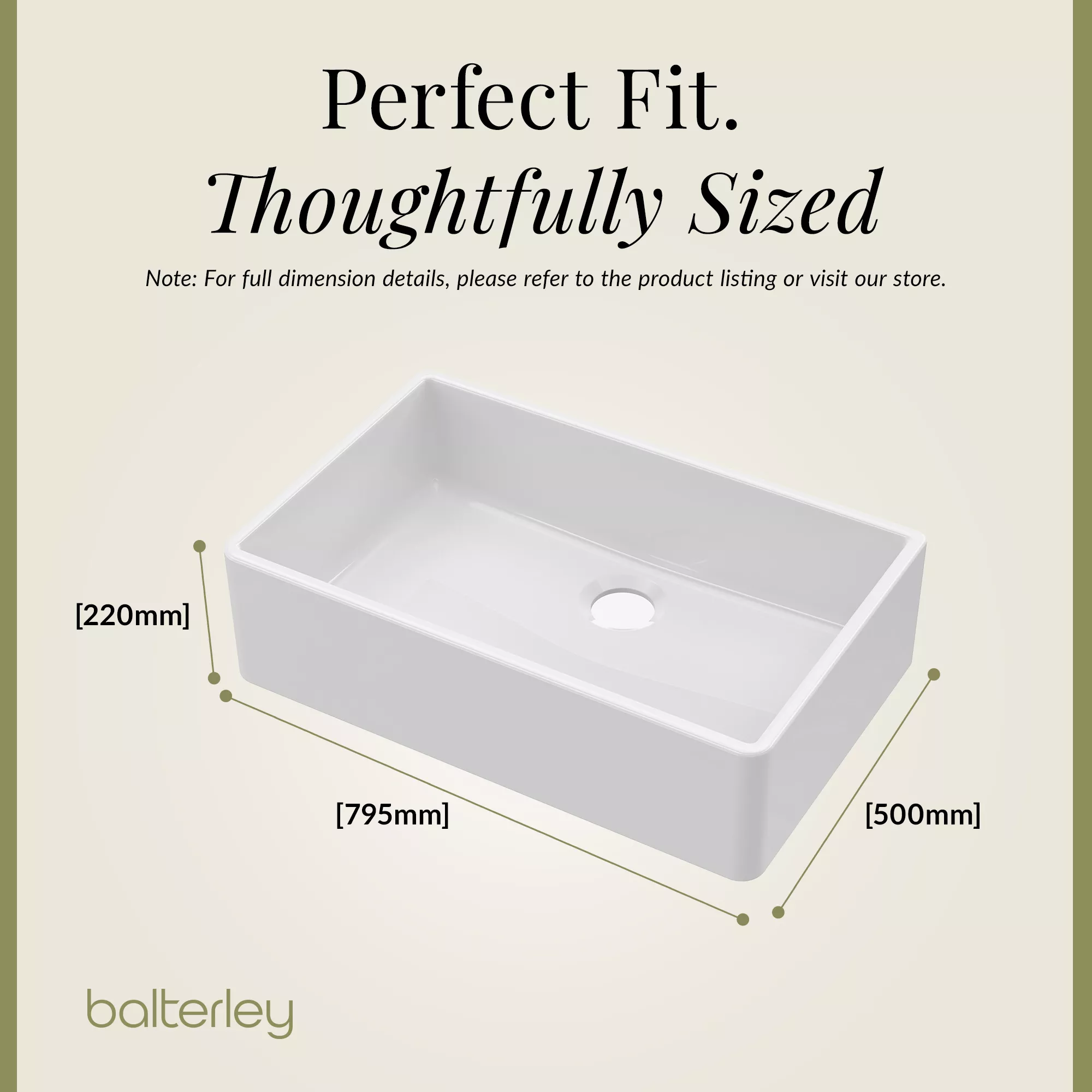 Single Bowl Butler Kitchen Sink - Choice of Tap and Waste - 795mm - Image 37
