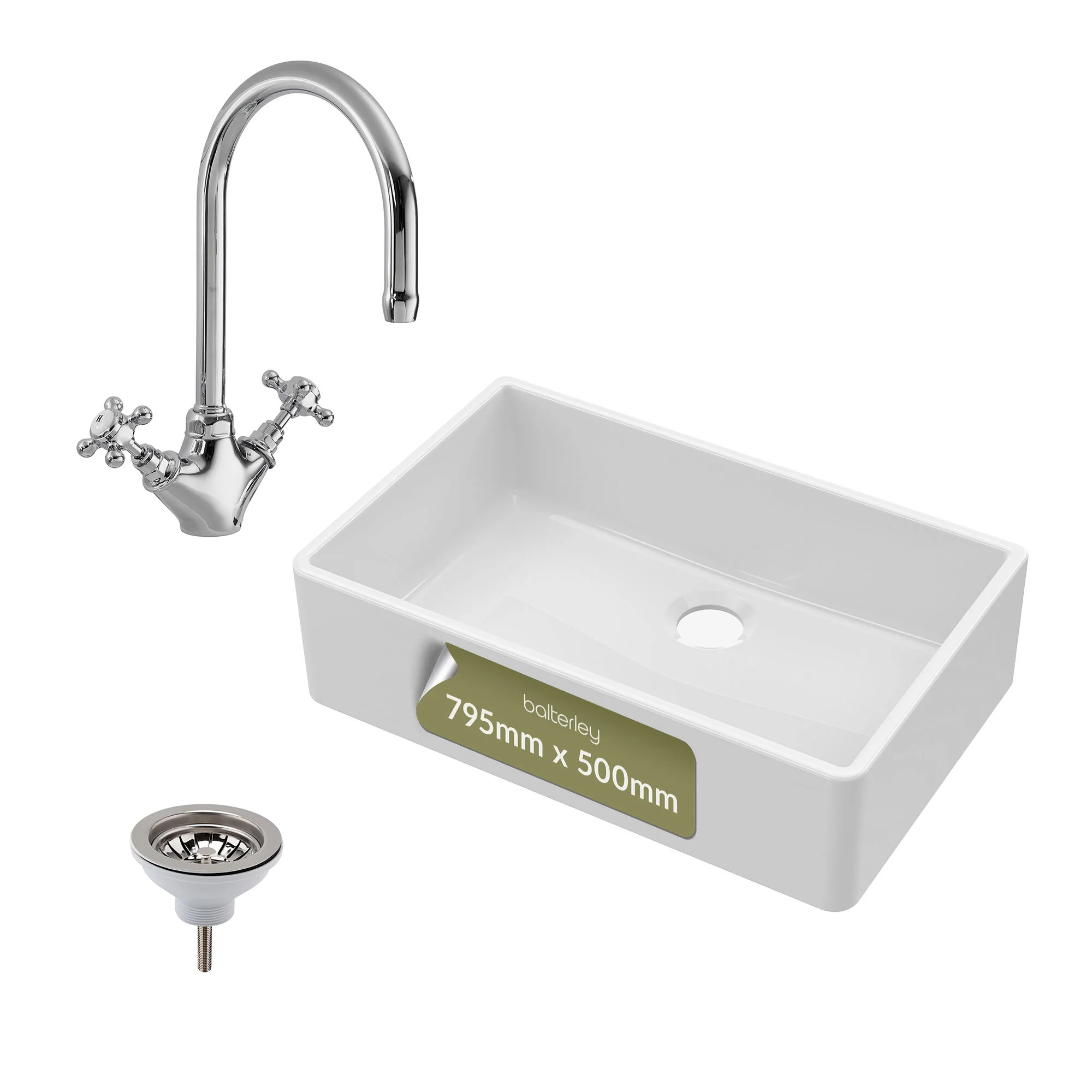 Single Bowl Butler Kitchen Sink - Choice of Tap and Waste - 795mm - Image 41