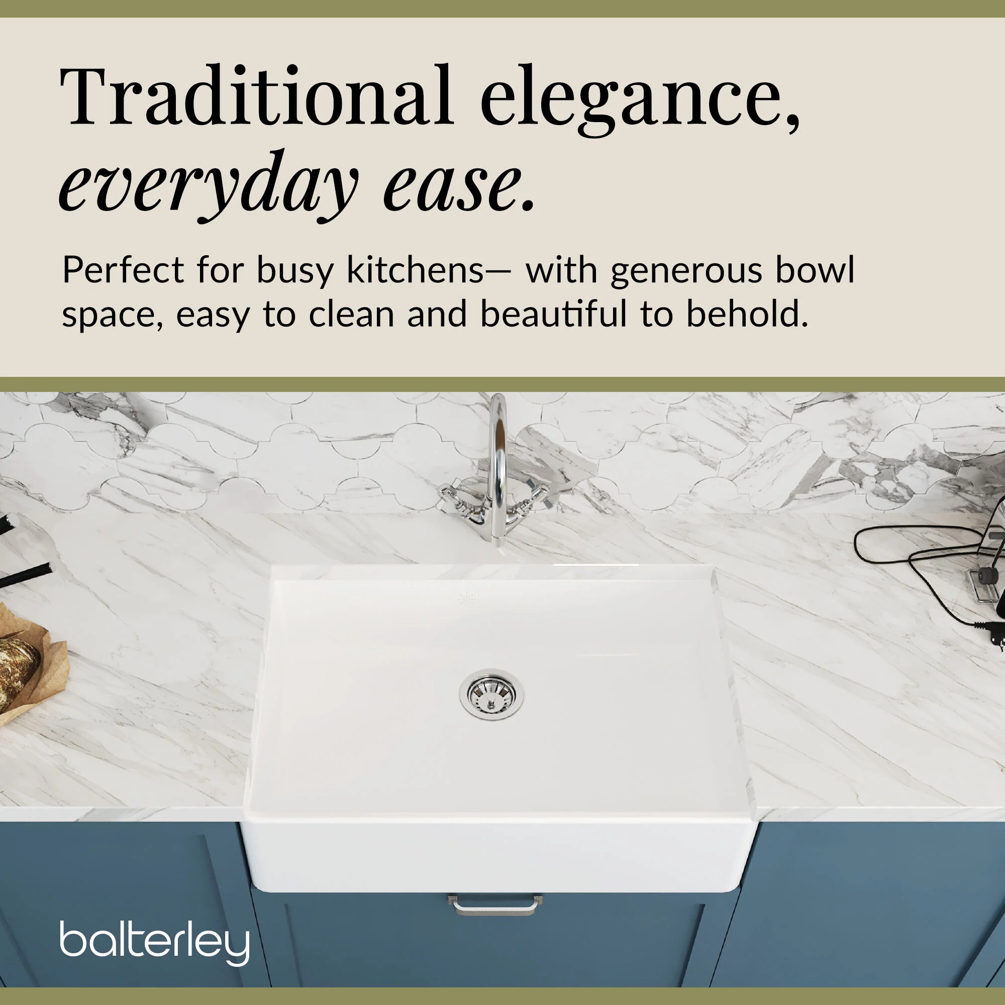 Single Bowl Butler Kitchen Sink - Choice of Tap and Waste - 795mm - Image 45
