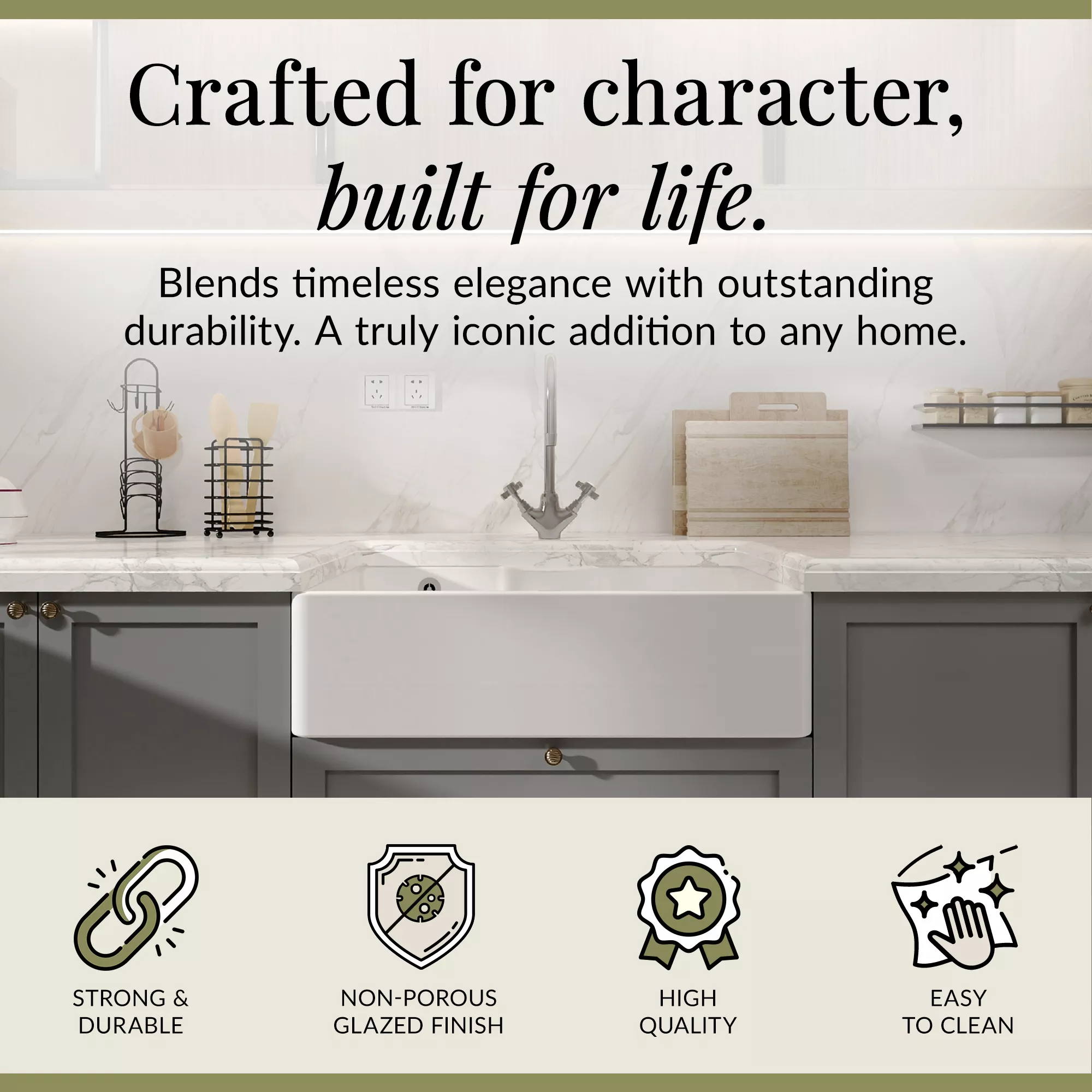 Single Bowl Fireclay Ceramic Butler Kitchen Sink - Variety of Sizes and Features Available - Image 64
