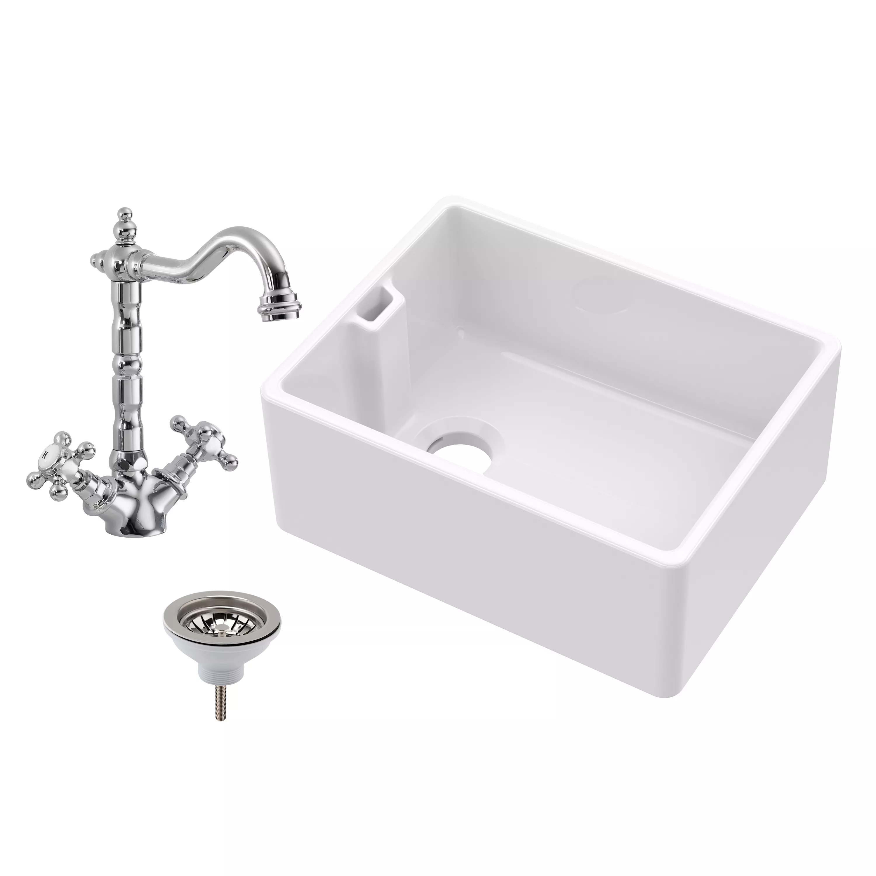 Single Bowl Fireclay Ceramic Belfast Kitchen Sink Bundle French Classic Tap & Waste - Image 17