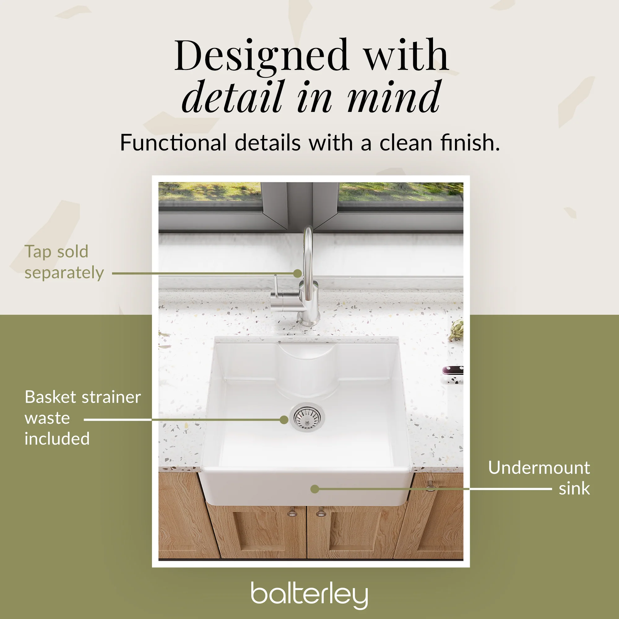 Single Bowl Fireclay Ceramic Butler Kitchen Sink with Tap Ledge - Image 7