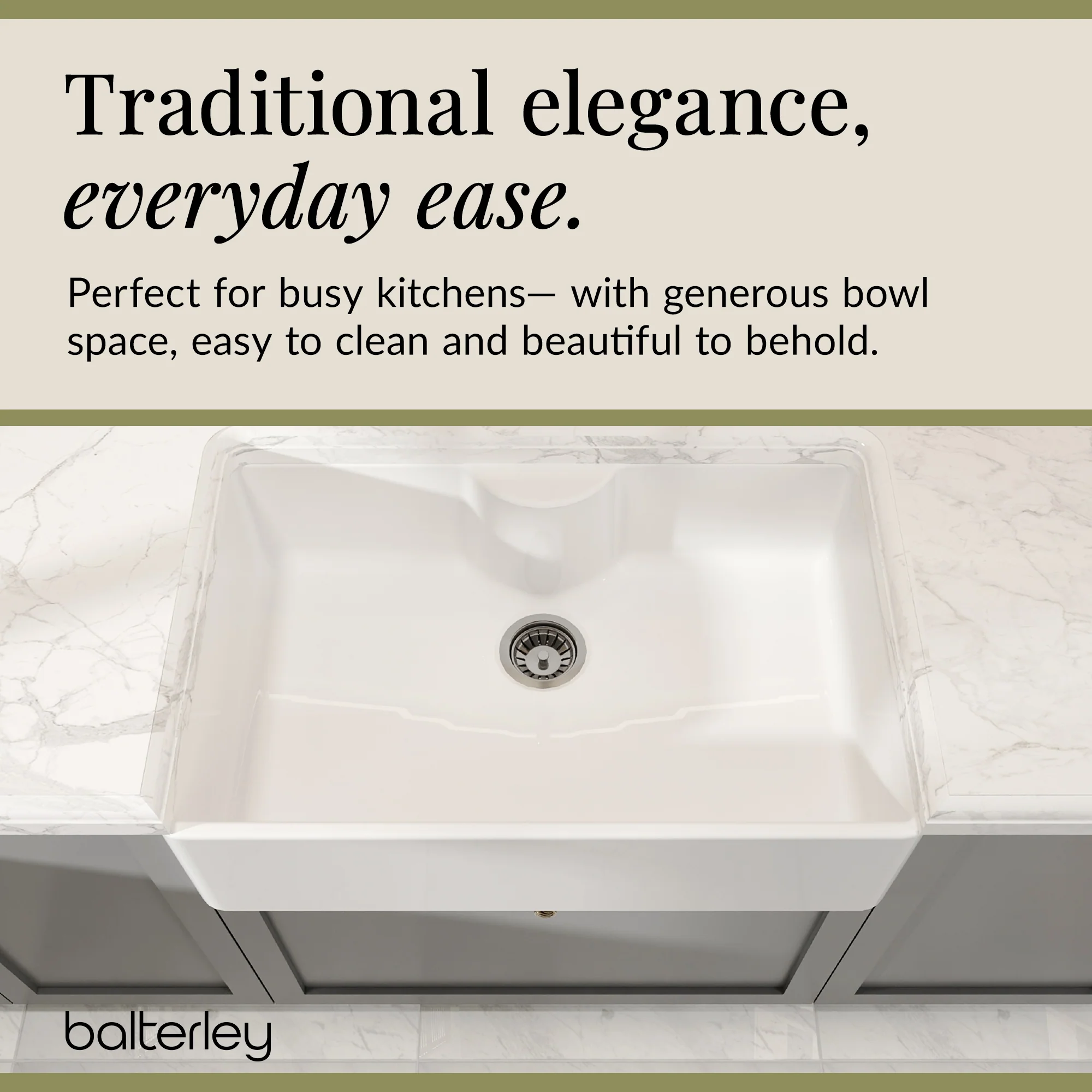 Single Bowl Fireclay Ceramic Butler Kitchen Sink with Tap Ledge & Strainer Waste - Image 7