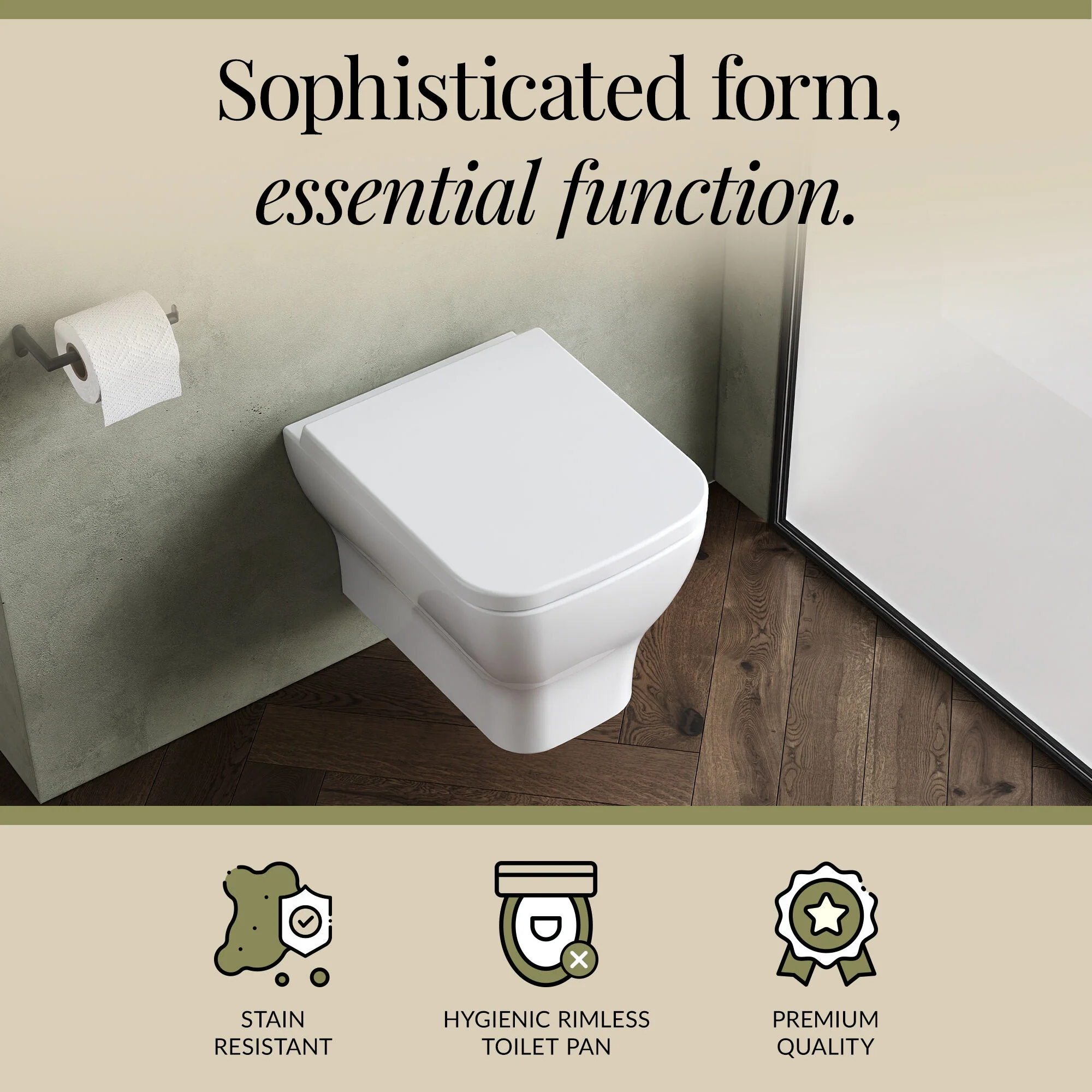 Hilderstone Modern Wall Hung Toilet Pan with Soft Close Seat - Image 10