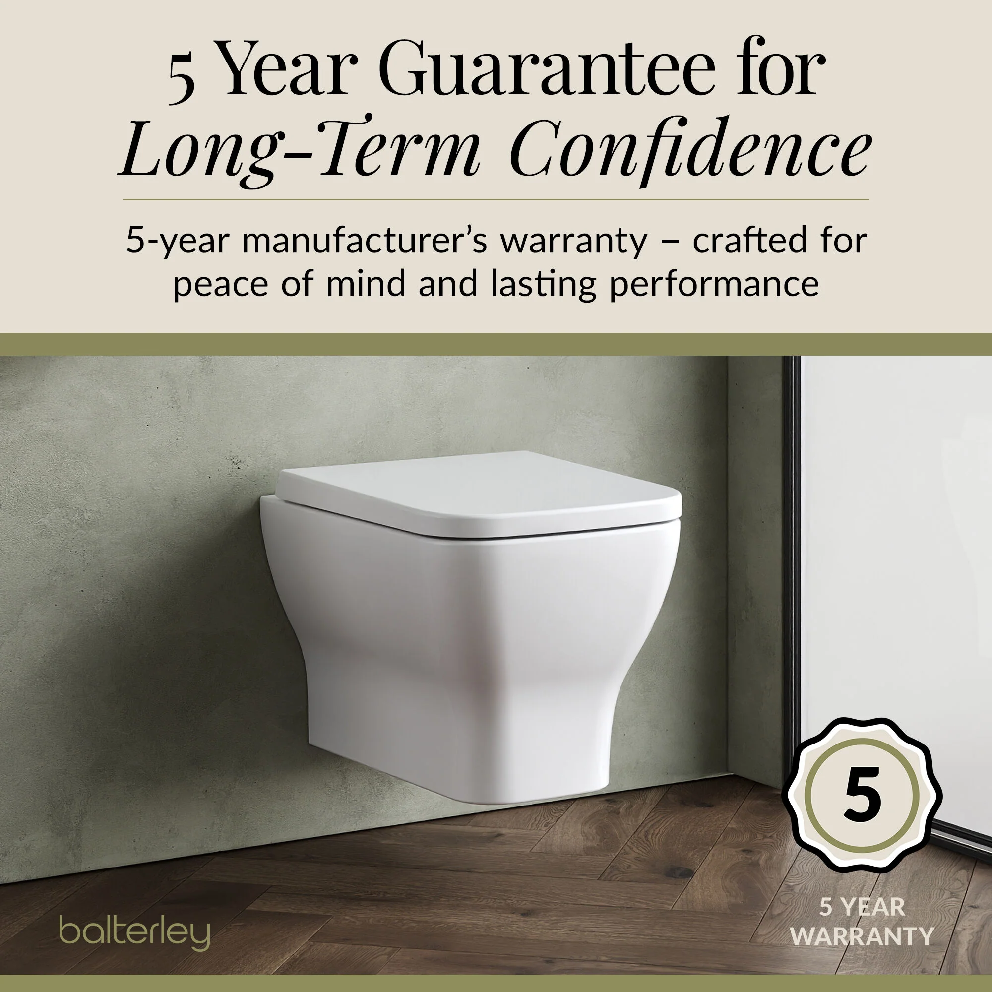 Hilderstone Modern Wall Hung Toilet Pan with Soft Close Seat - Image 6