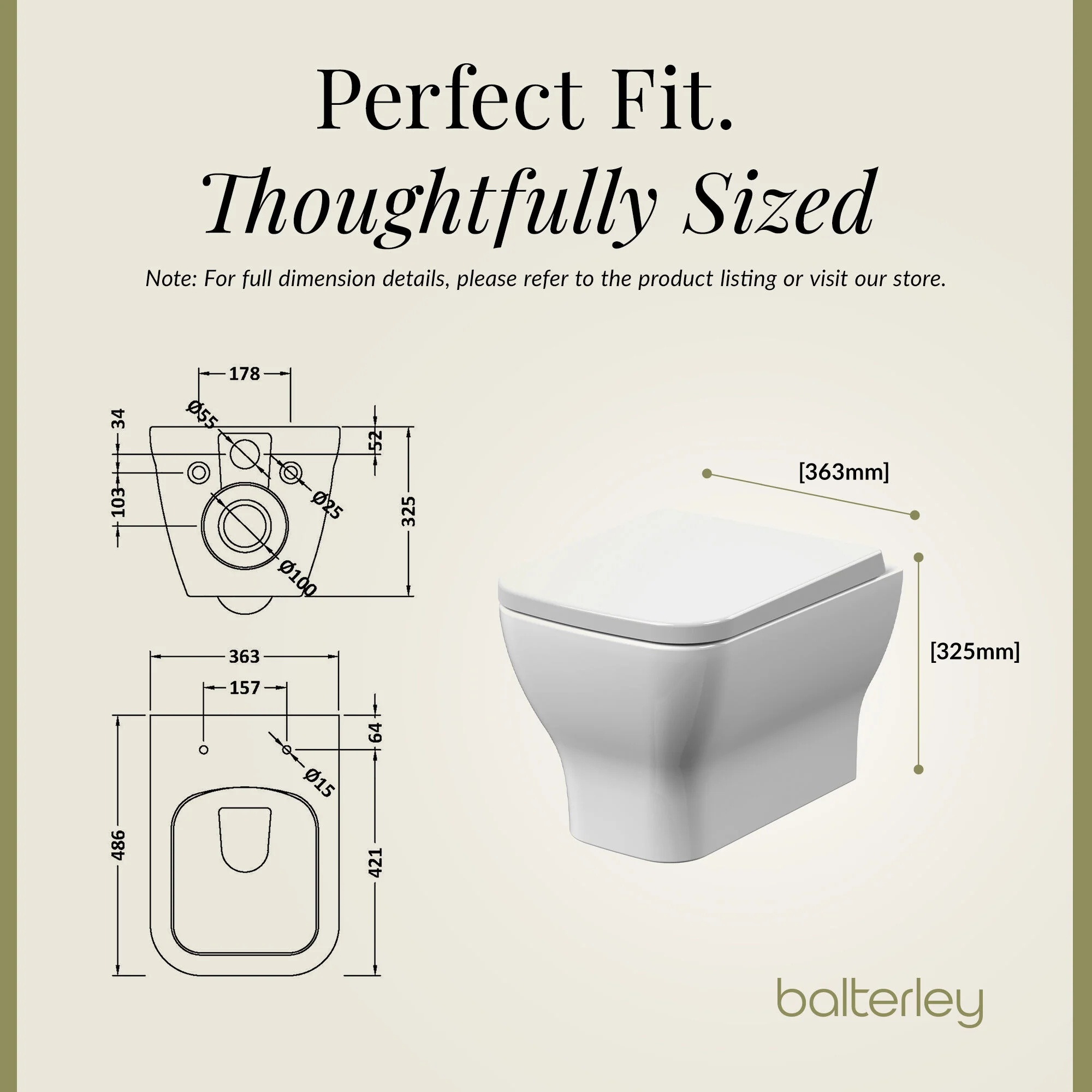 Hilderstone Modern Wall Hung Toilet Pan with Soft Close Seat - Image 7