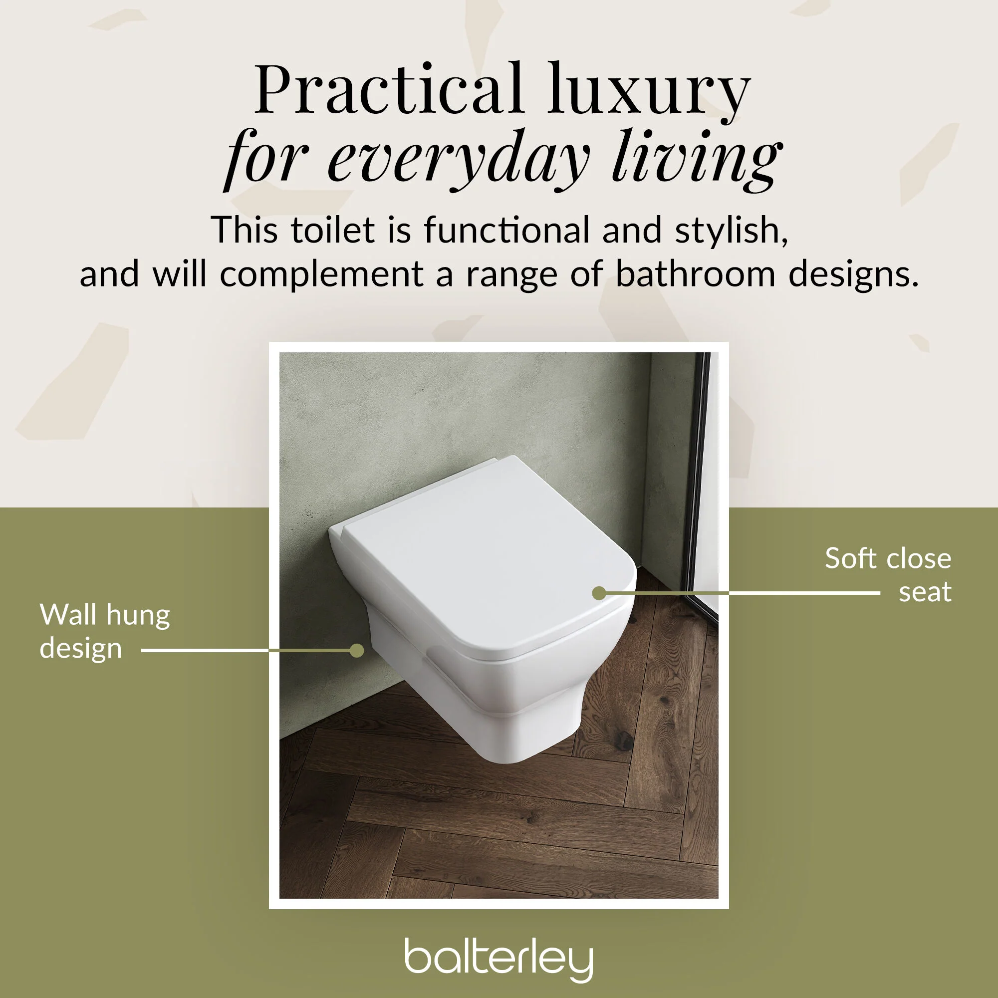 Hilderstone Modern Wall Hung Toilet Pan with Soft Close Seat - Image 9