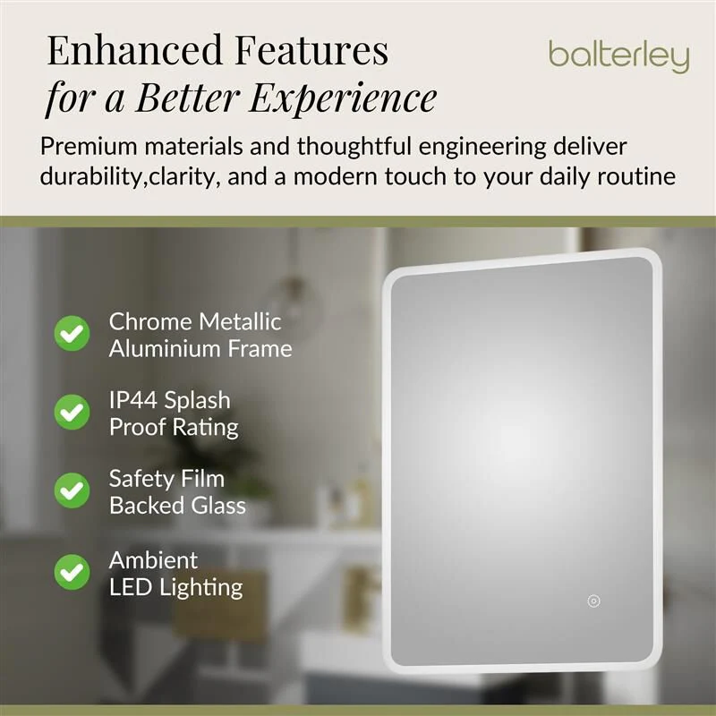 Soft Square LED Illuminated Touch Sensor Mirror with Demister, 700mm x 500mm - Image 5