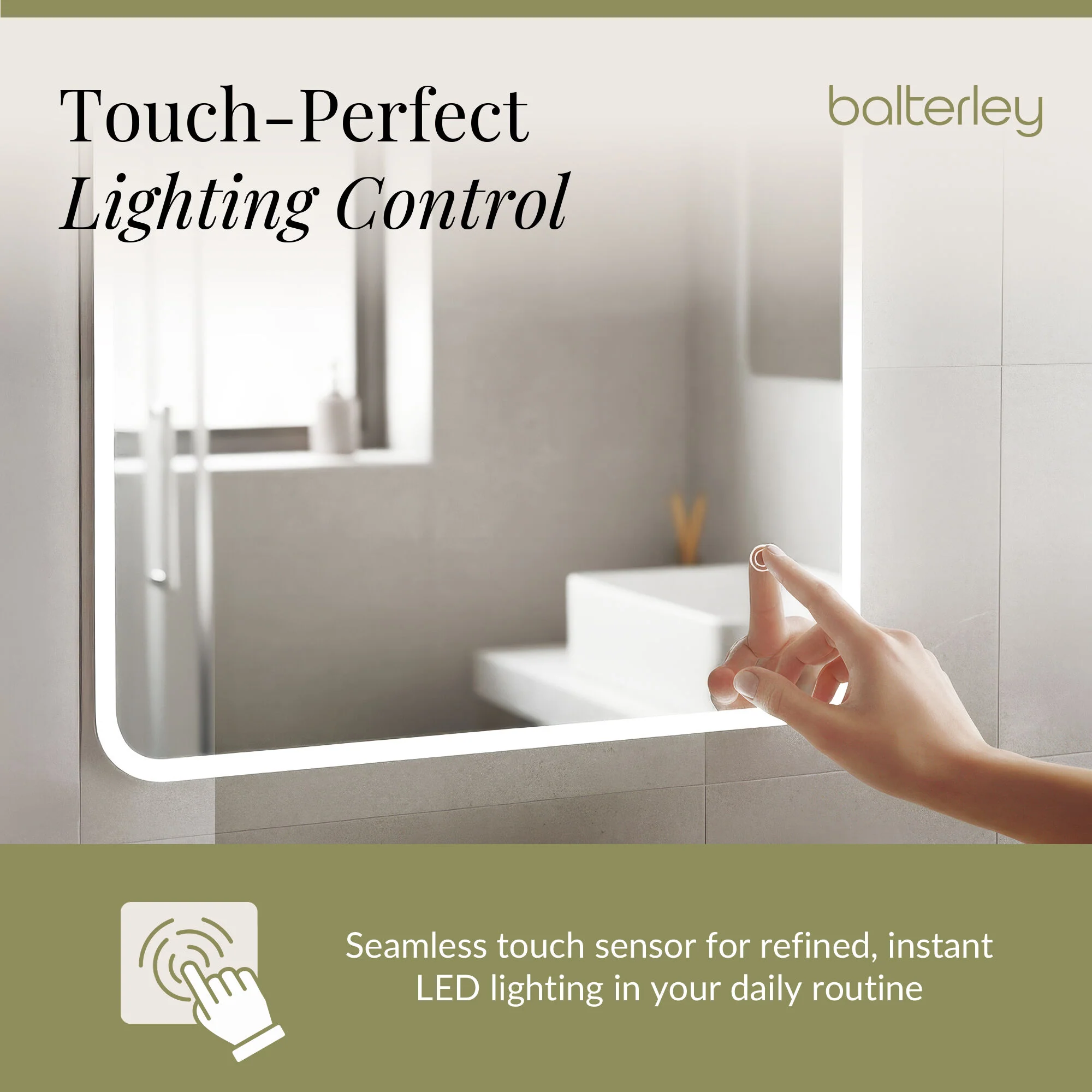Soft Square LED Illuminated Touch Sensor Mirror with Demister, 700mm x 500mm - Image 8