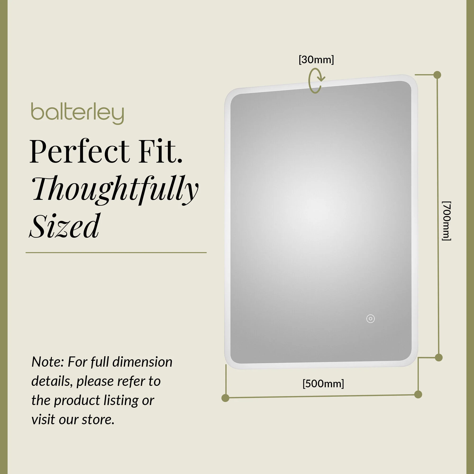 Soft Square LED Illuminated Touch Sensor Mirror with Demister, 700mm x 500mm - Image 9
