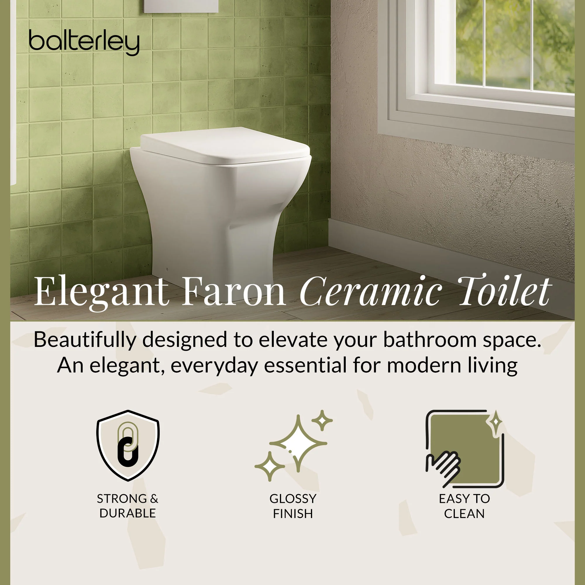 Hilderstone Modern Back to Wall Toilet Pan with Soft Close Seat - Image 2