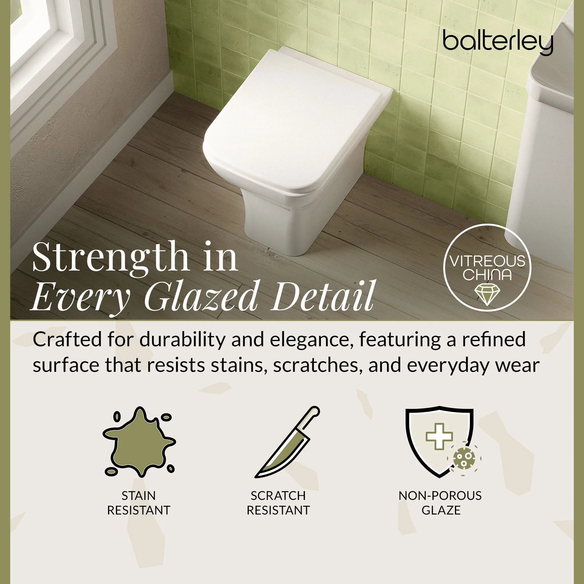 Hilderstone Modern Back to Wall Toilet Pan with Soft Close Seat - Image 3