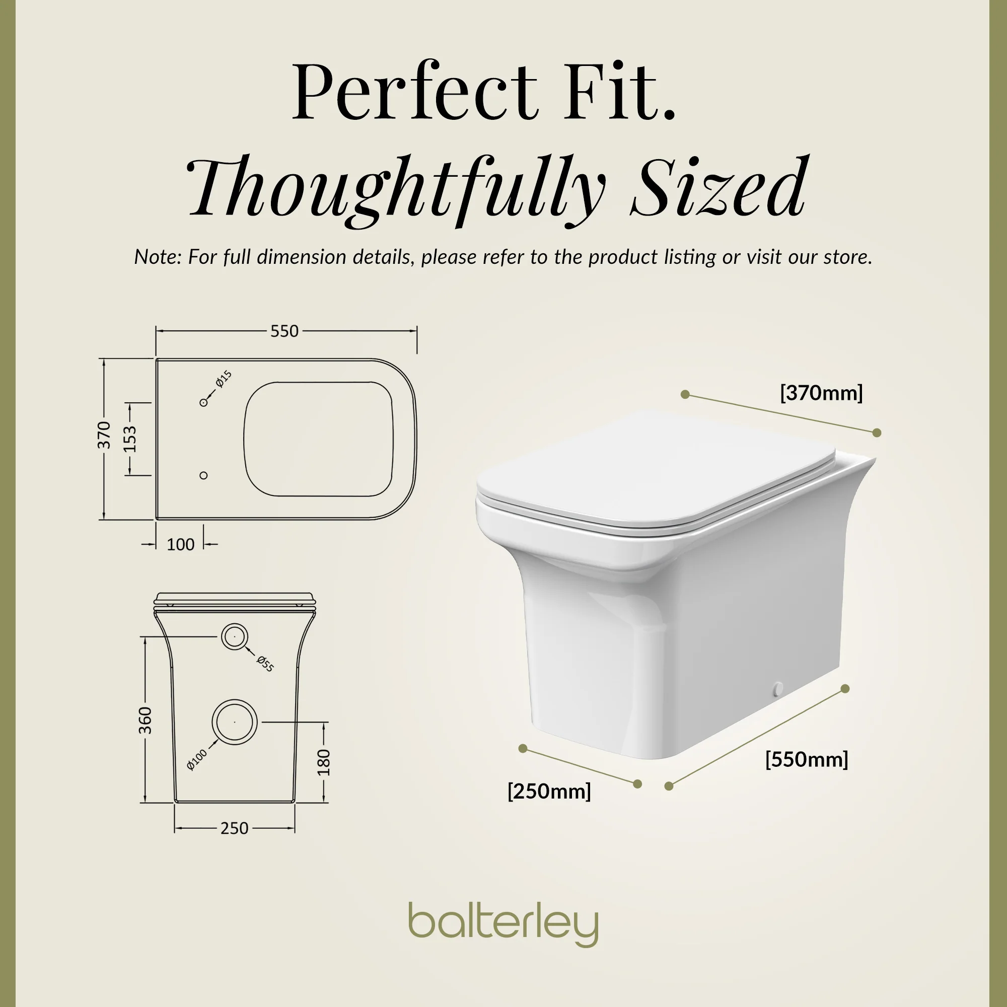 Hilderstone Modern Back to Wall Toilet Pan with Soft Close Seat - Image 5