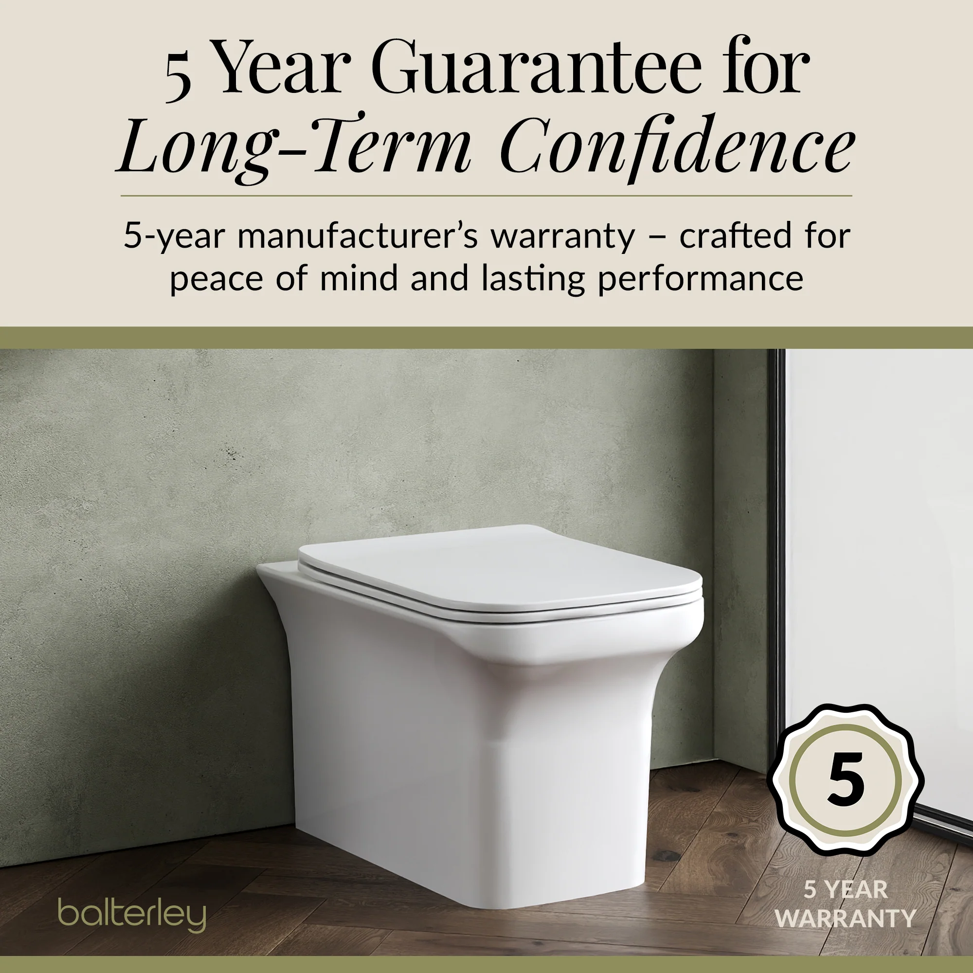 Hilderstone Modern Back to Wall Toilet Pan with Soft Close Seat - Image 6