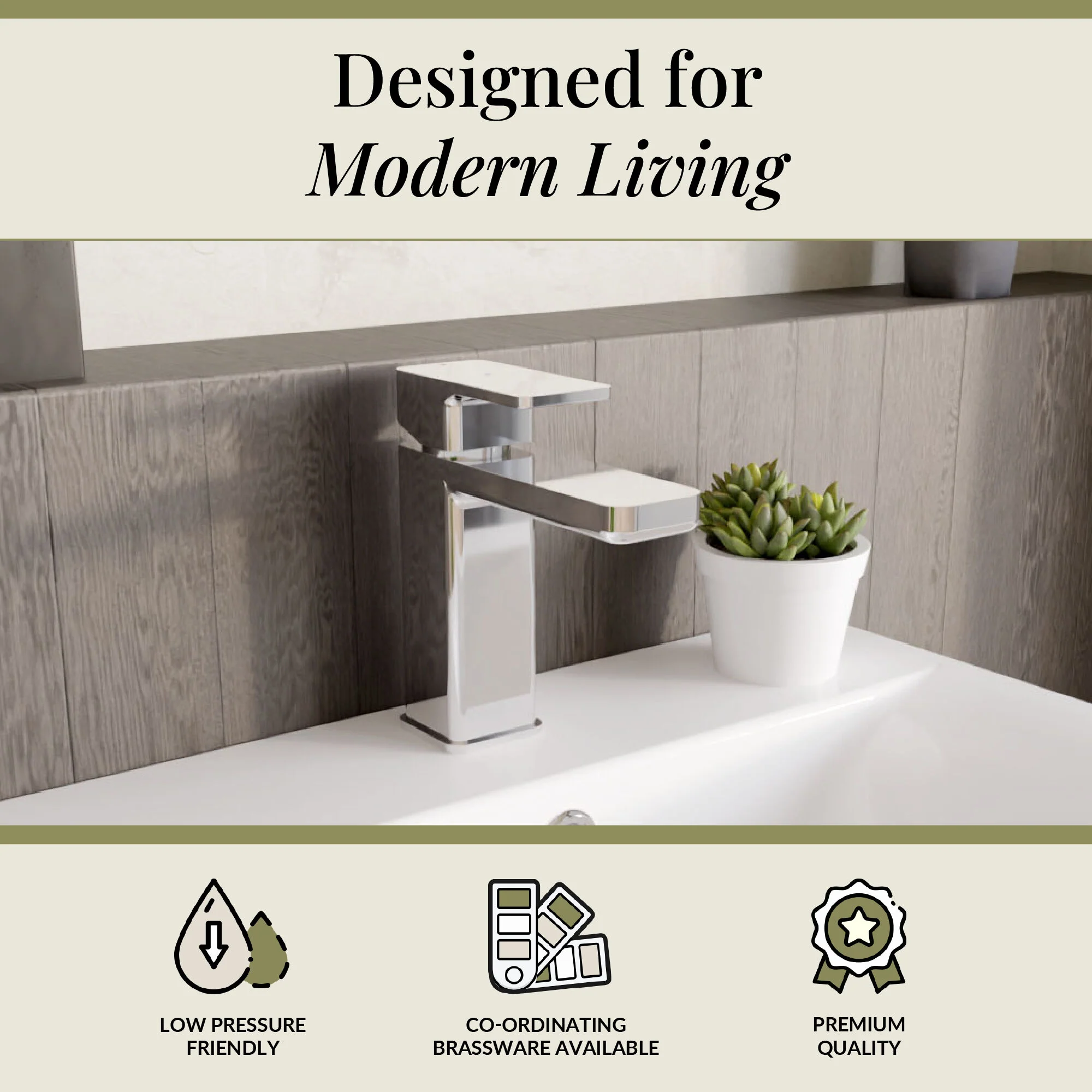 Swinscoe Square Mono Basin Mixer Tap with Push Button Waste – Choice of Finish - Image 18