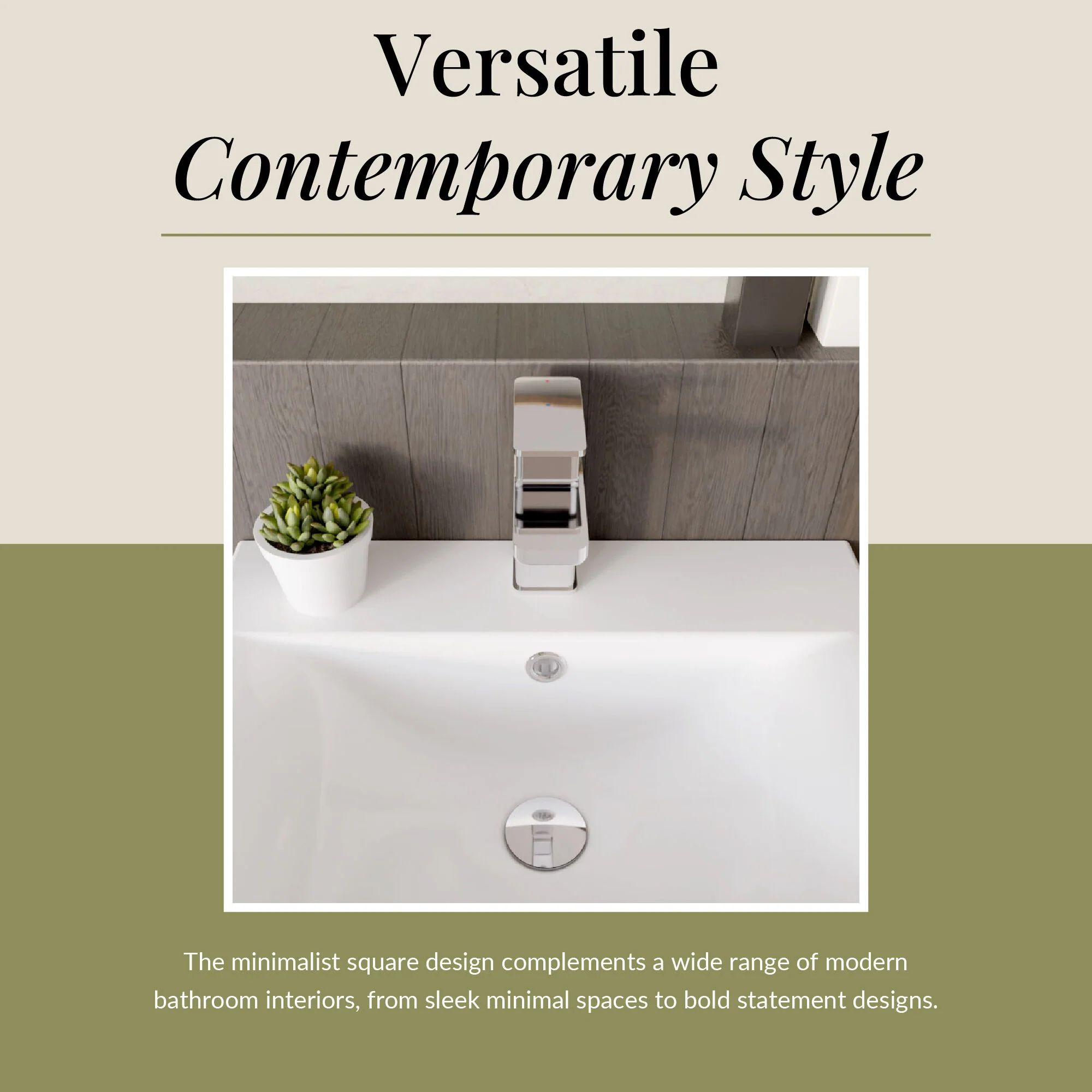 Swinscoe Square Mono Basin Mixer Tap with Push Button Waste – Choice of Finish - Image 23