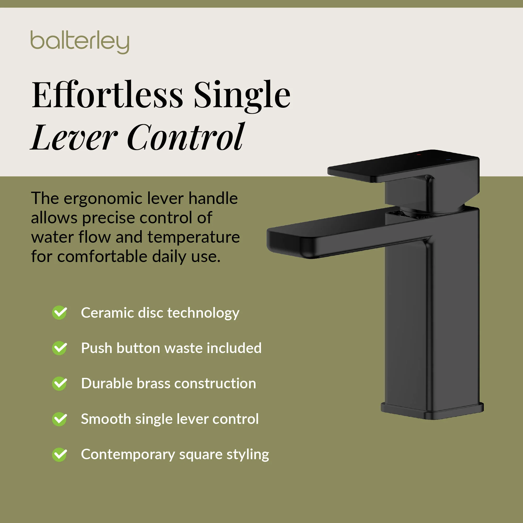 Swinscoe Square Mono Basin Mixer Tap with Push Button Waste – Choice of Finish - Image 29