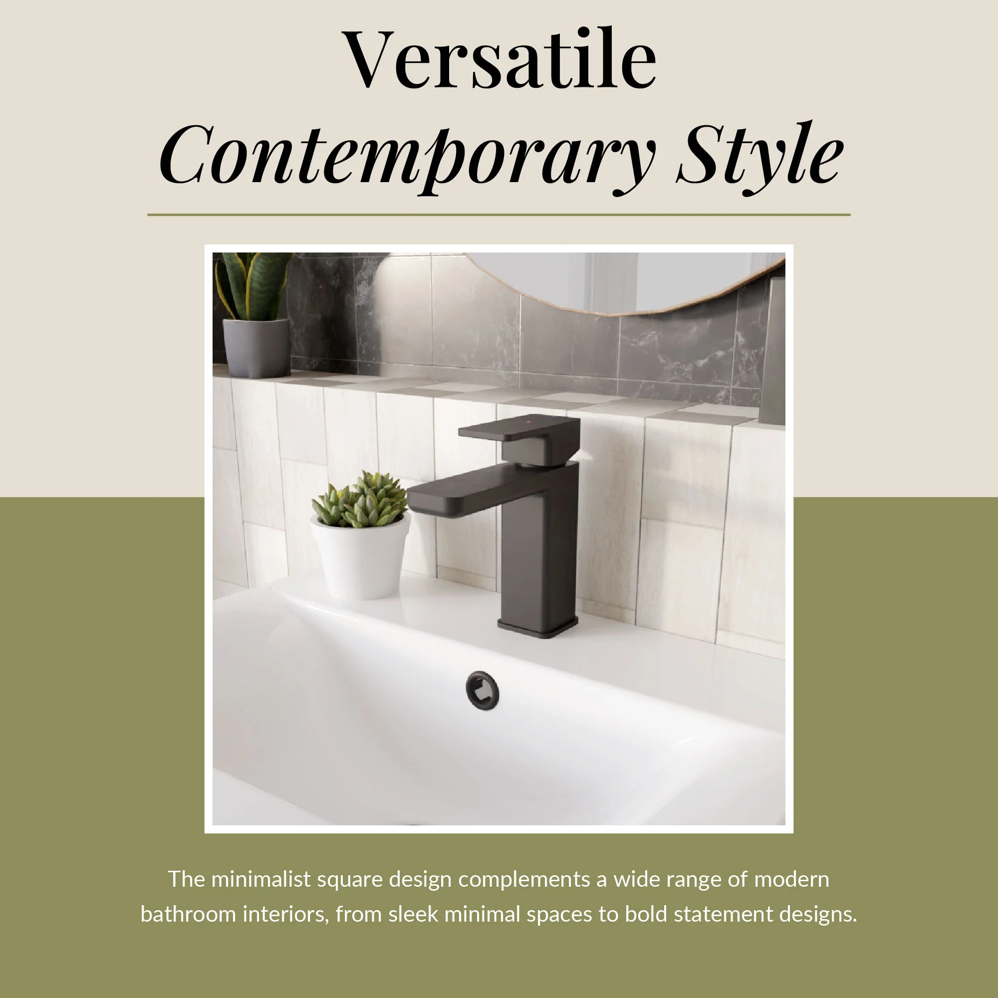 Swinscoe Square Mono Basin Mixer Tap with Push Button Waste – Choice of Finish - Image 32