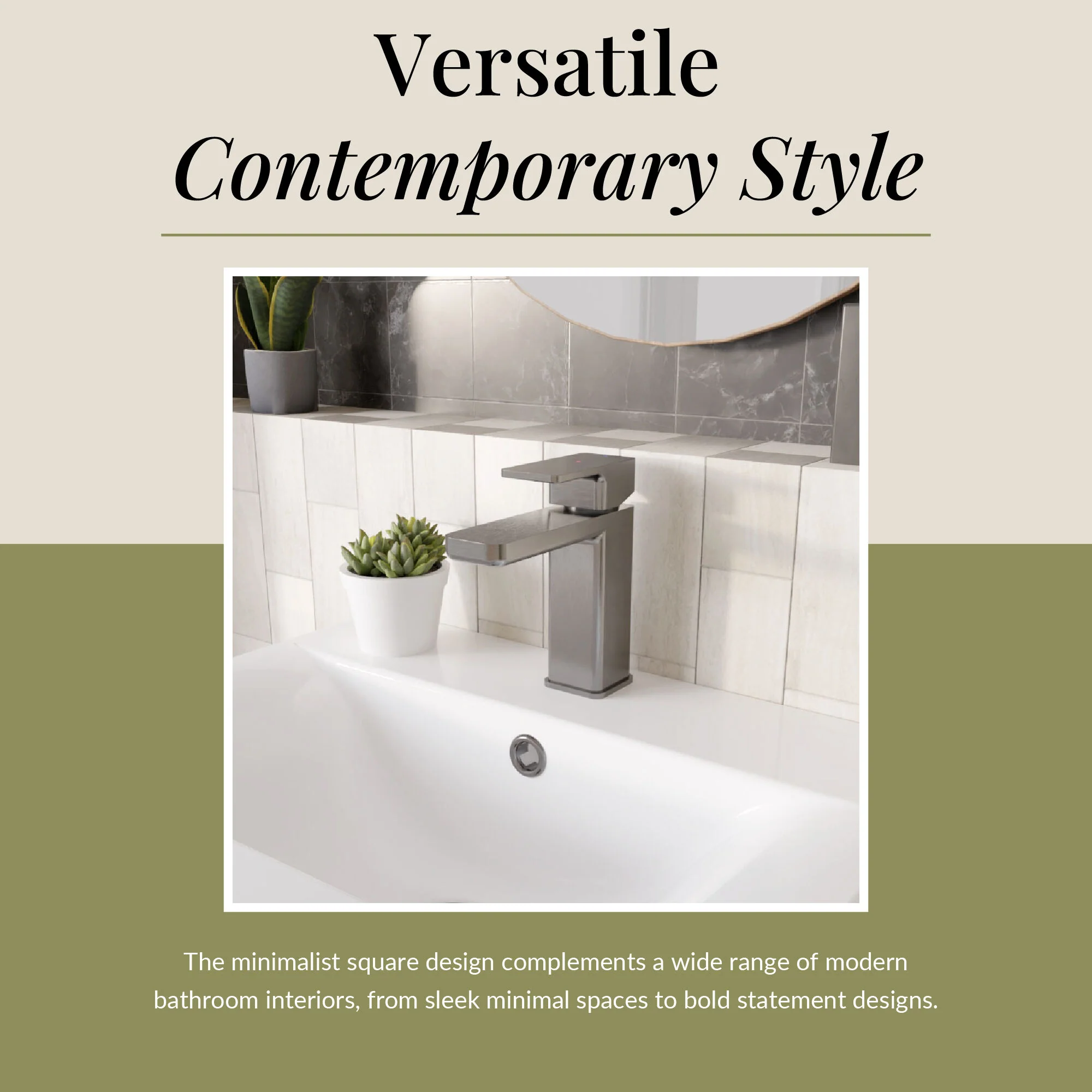 Swinscoe Square Mono Basin Mixer Tap with Push Button Waste – Choice of Finish - Image 41