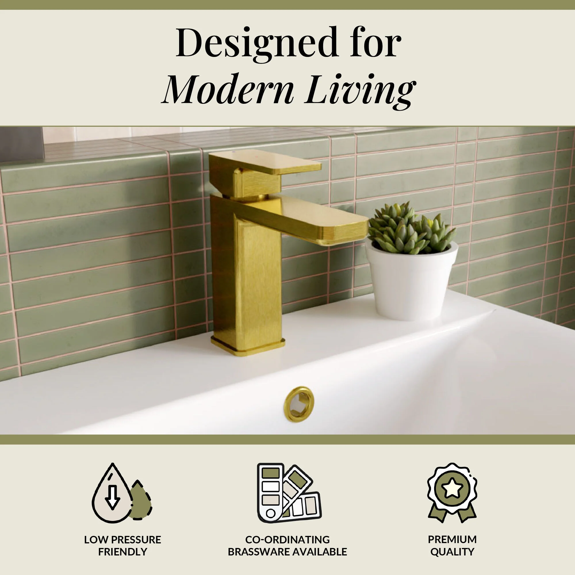 Swinscoe Square Mono Basin Mixer Tap with Push Button Waste – Choice of Finish - Image 46