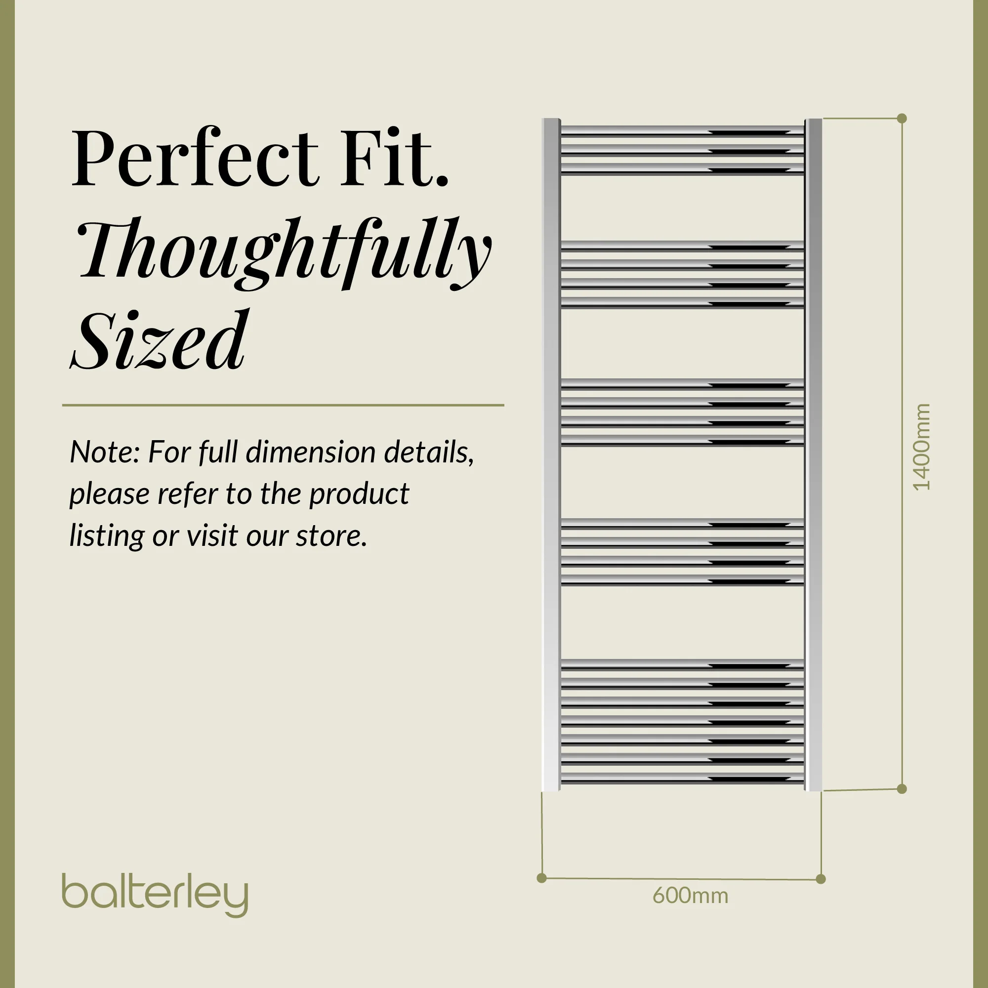 Straight Heated Heated Towel Rail Radiator, W: 600mm - Choice of Height and Finish - Image 120