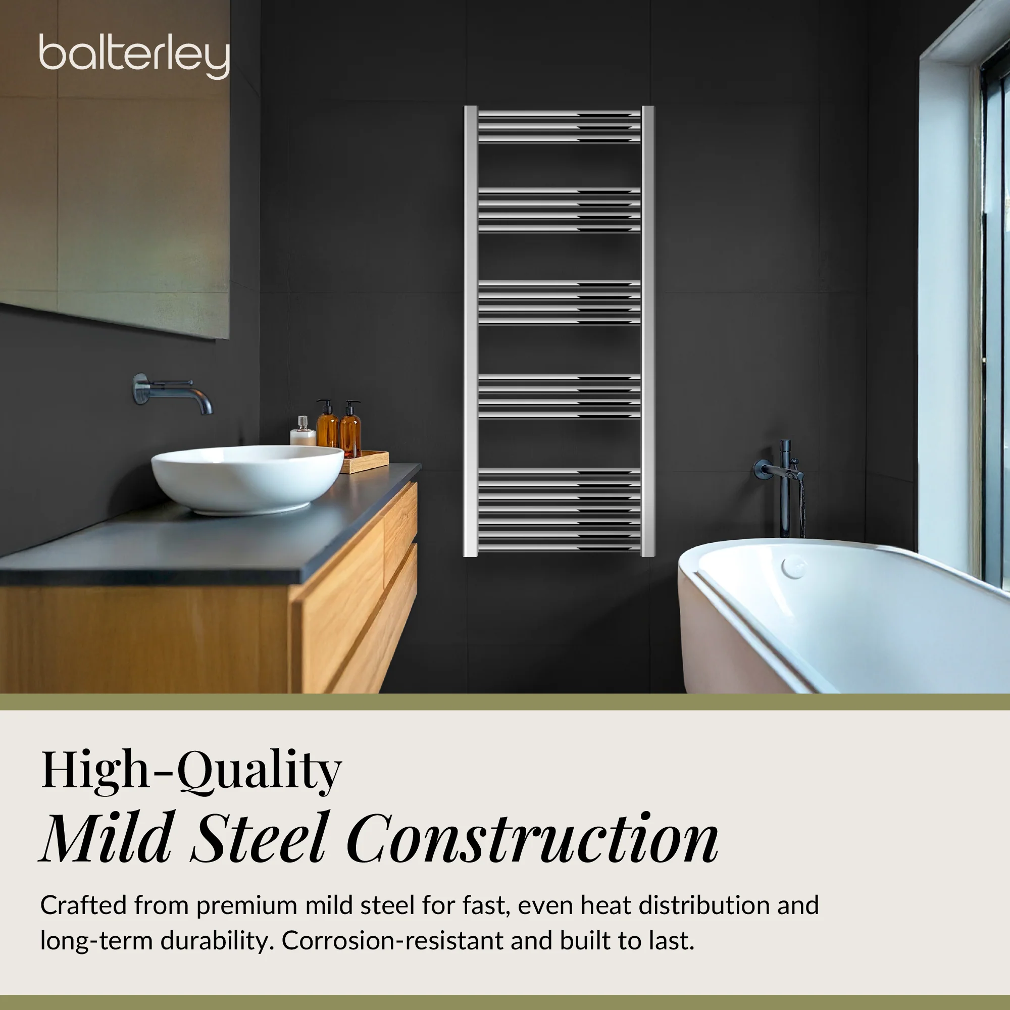 Straight Heated Heated Towel Rail Radiator, W: 600mm - Choice of Height and Finish - Image 124