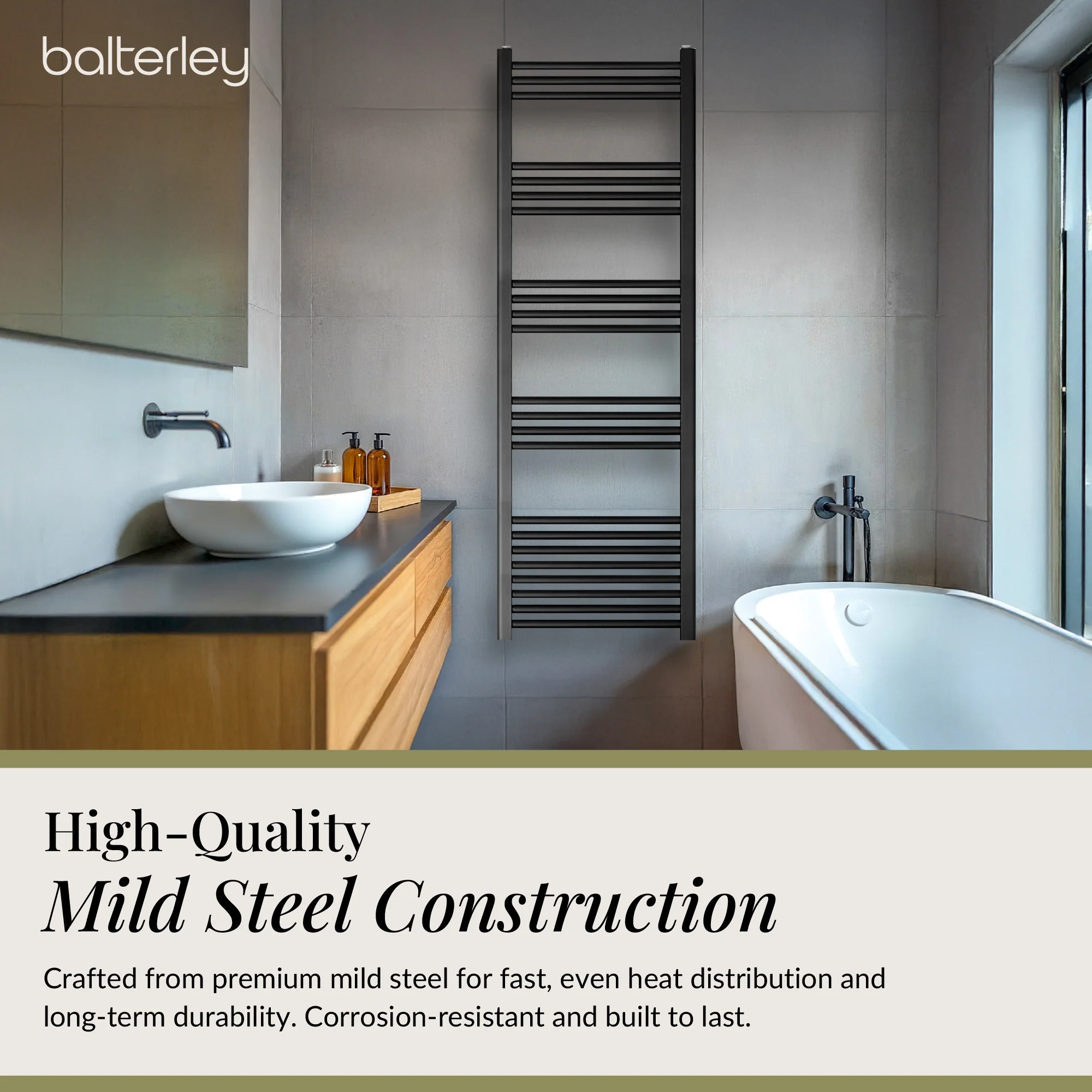 Straight Heated Heated Towel Rail Radiator, W: 600mm - Choice of Height and Finish - Image 126