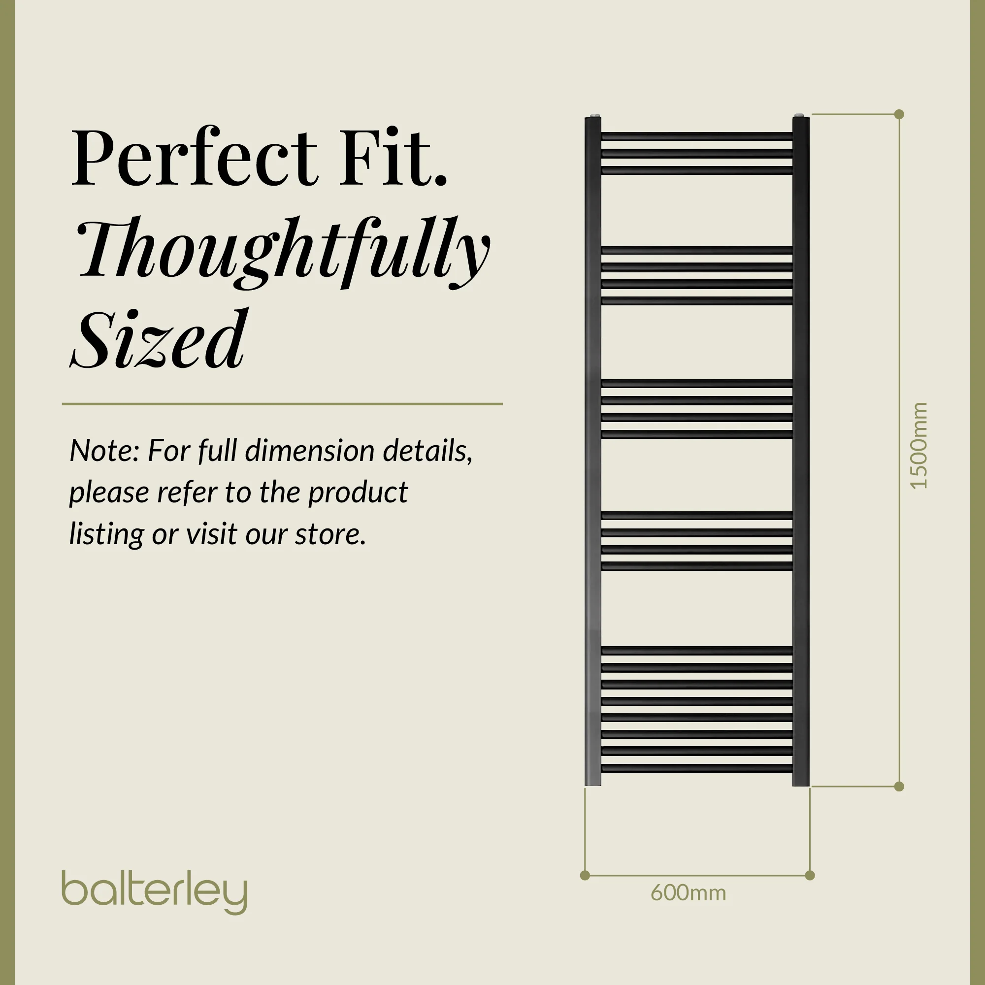 Straight Heated Heated Towel Rail Radiator, W: 600mm - Choice of Height and Finish - Image 131