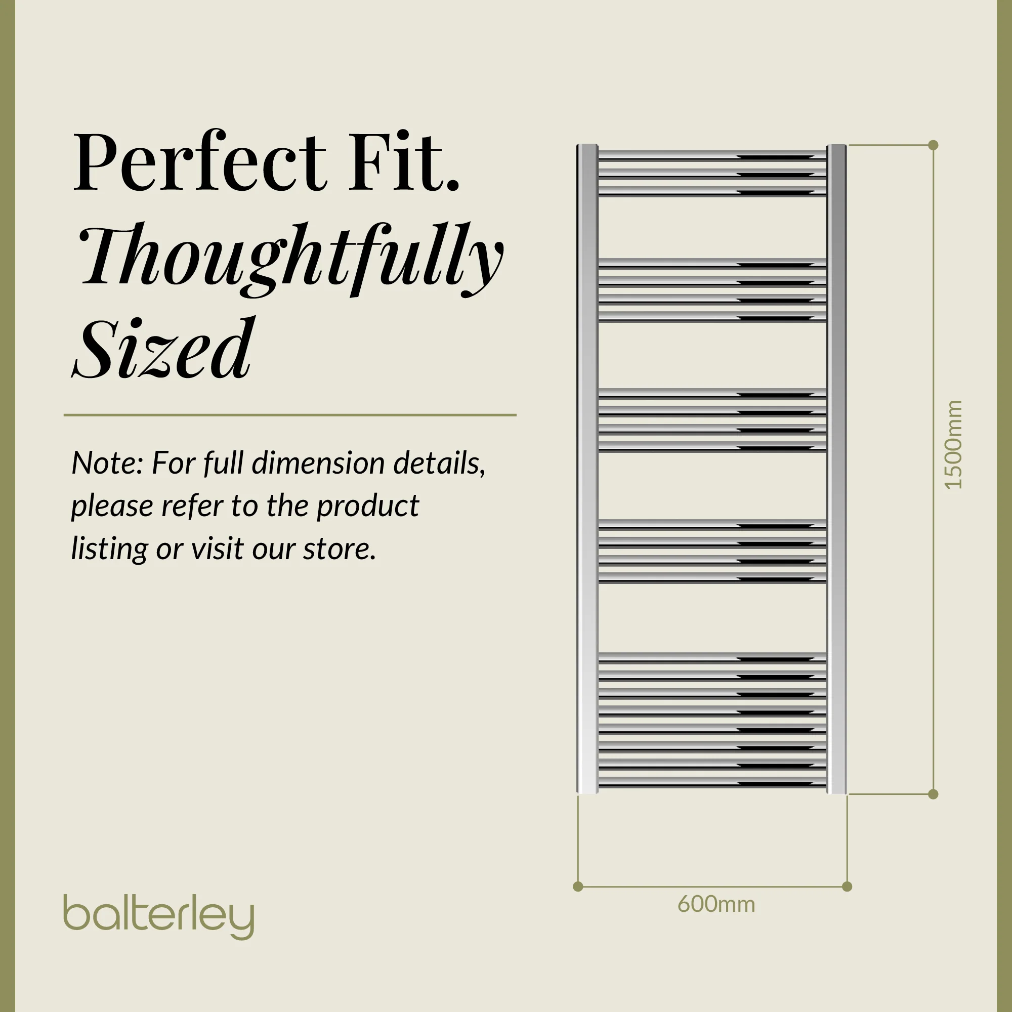 Straight Heated Heated Towel Rail Radiator, W: 600mm - Choice of Height and Finish - Image 140