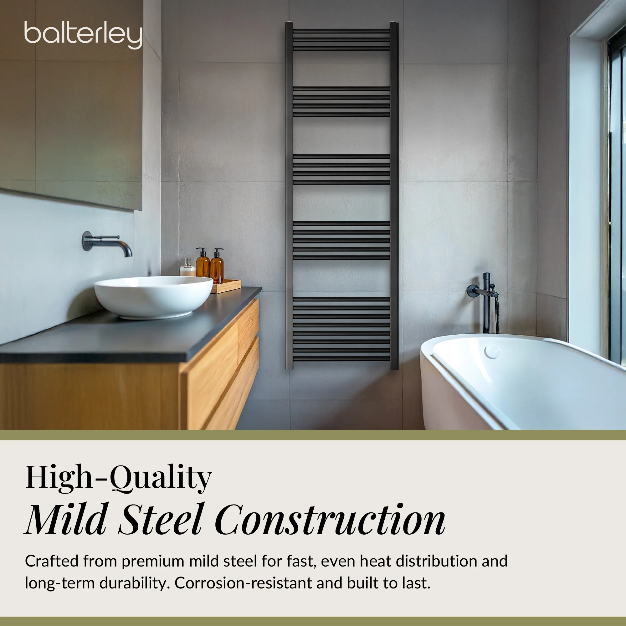 Straight Heated Heated Towel Rail Radiator, W: 600mm - Choice of Height and Finish - Image 145