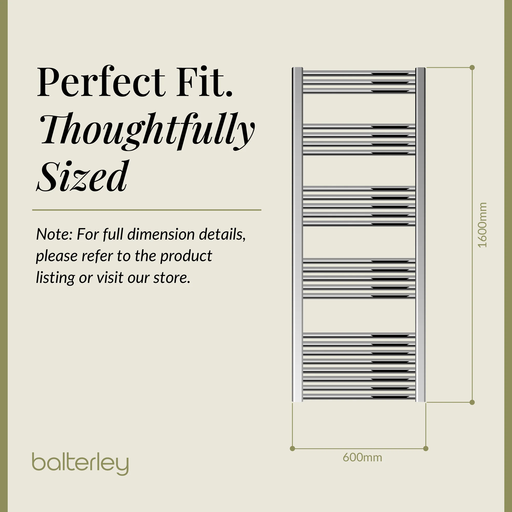Straight Heated Heated Towel Rail Radiator, W: 600mm - Choice of Height and Finish - Image 150