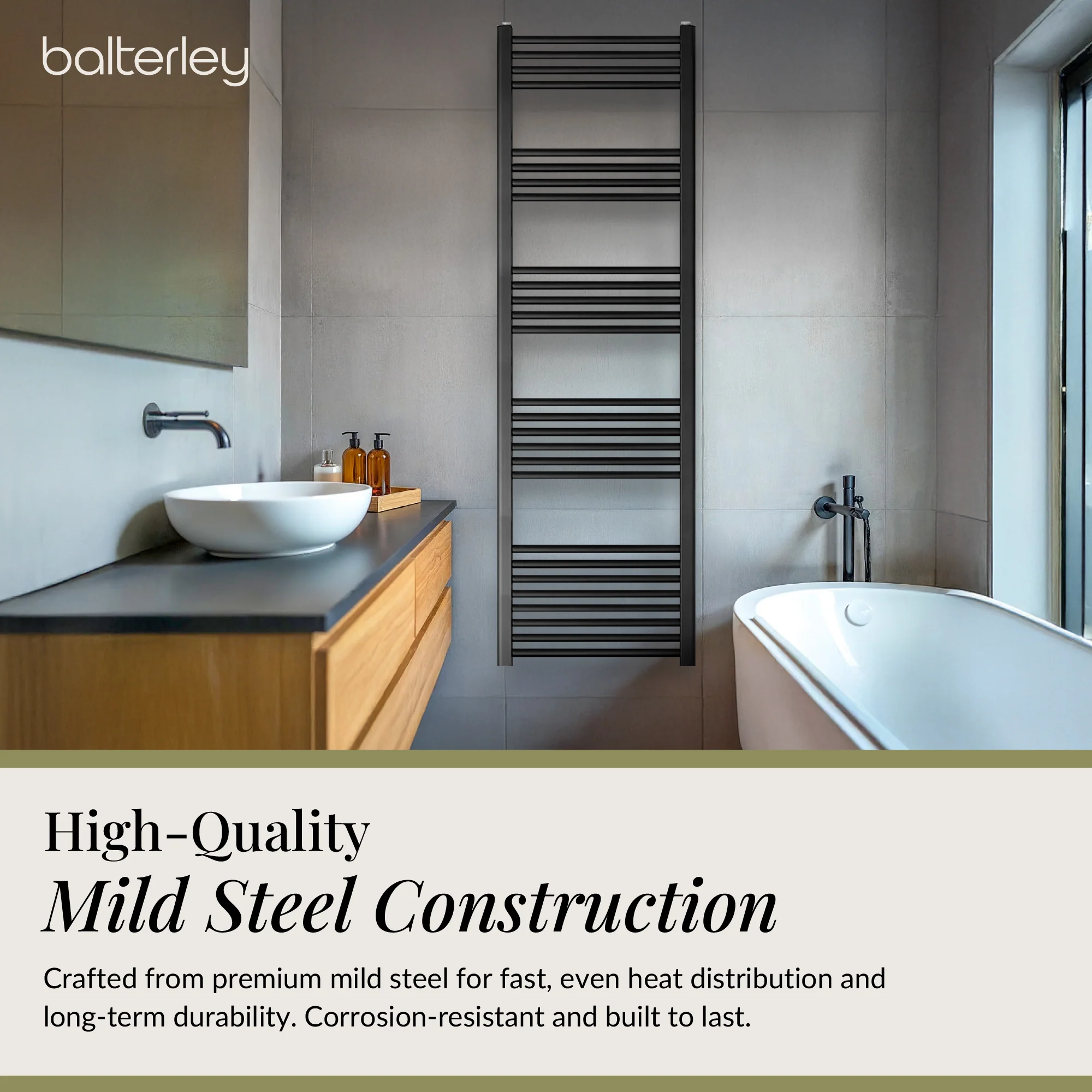 Straight Heated Heated Towel Rail Radiator, W: 600mm - Choice of Height and Finish - Image 162