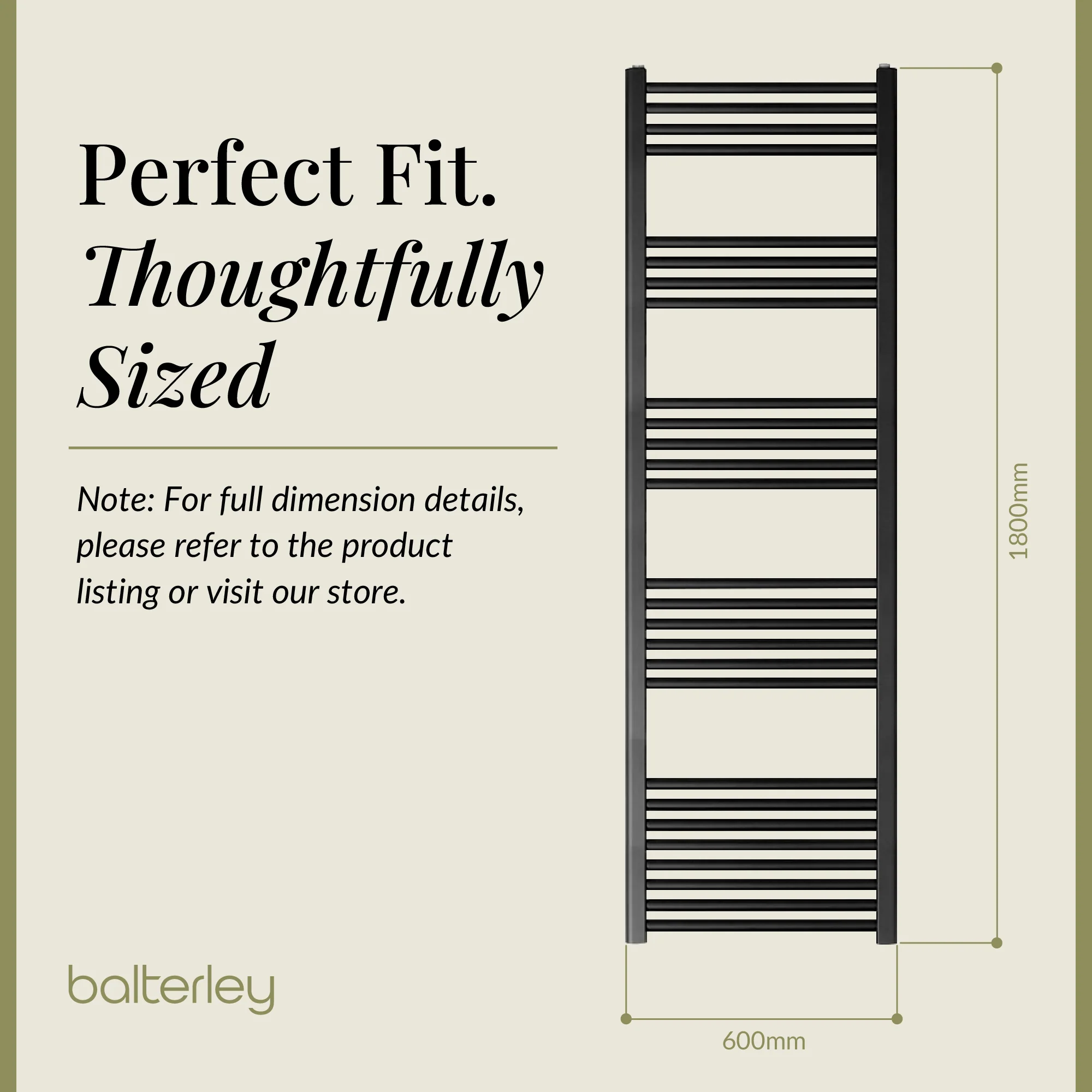 Straight Heated Heated Towel Rail Radiator, W: 600mm - Choice of Height and Finish - Image 163