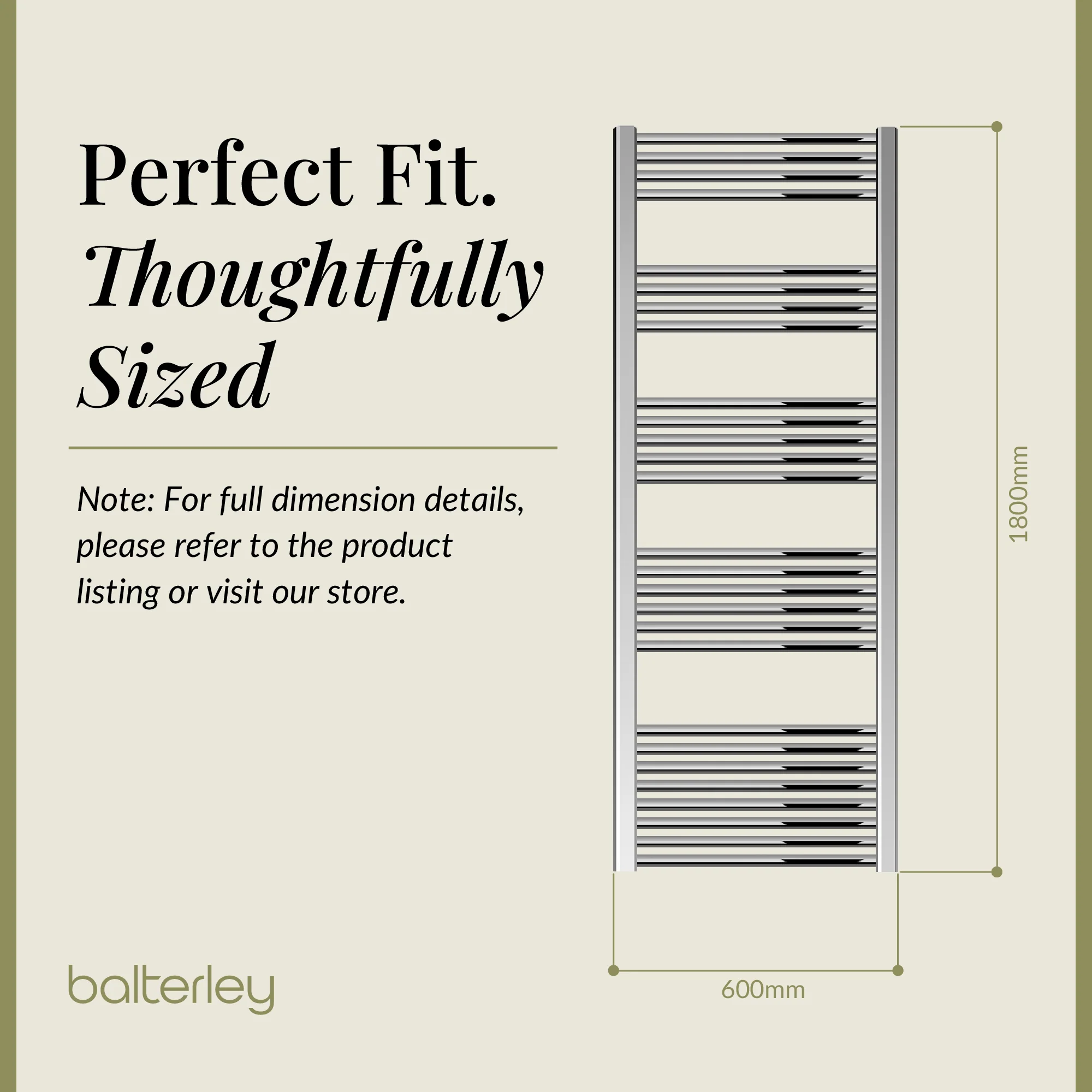 Straight Heated Heated Towel Rail Radiator, W: 600mm - Choice of Height and Finish - Image 168