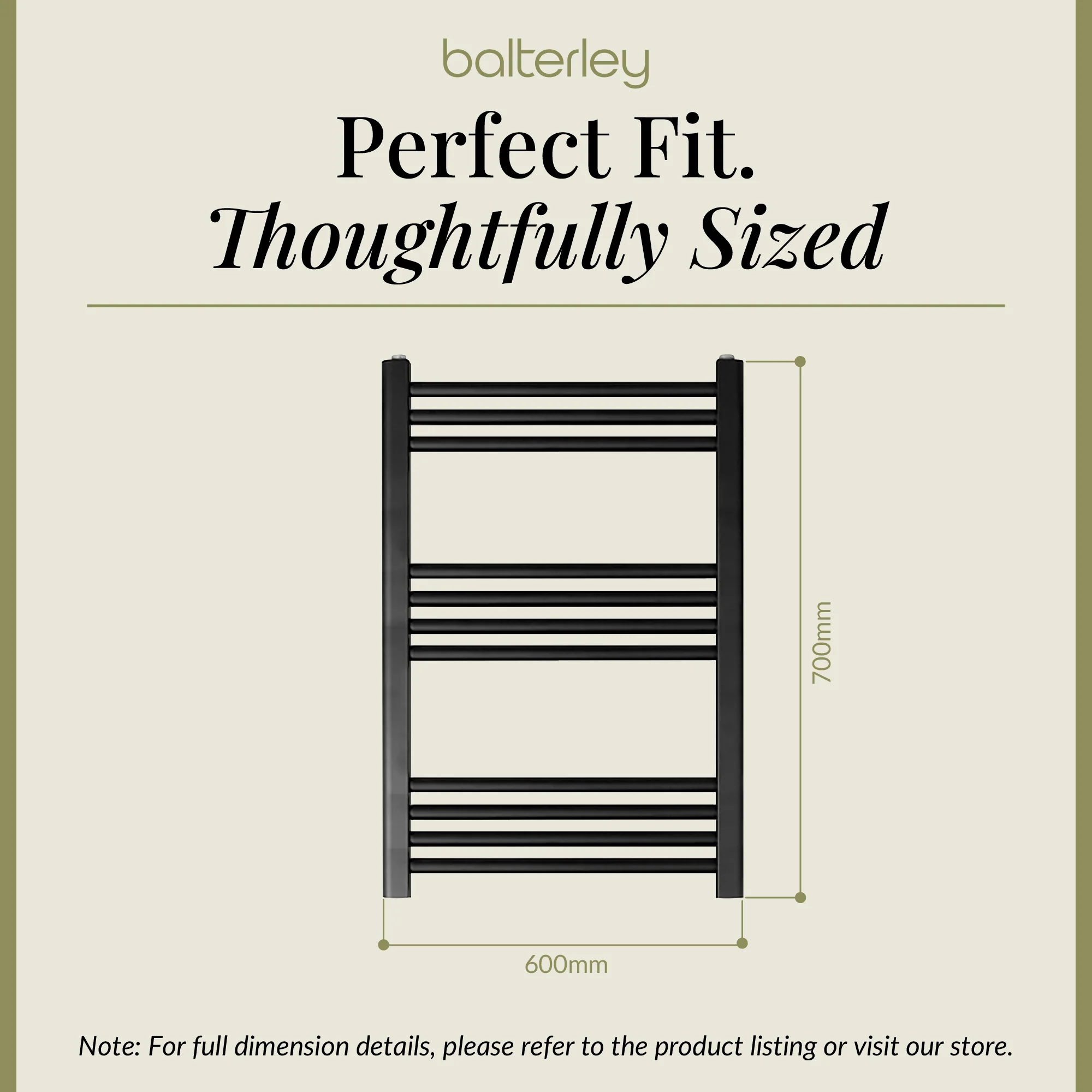 Straight Heated Heated Towel Rail Radiator, W: 600mm - Choice of Height and Finish - Image 36