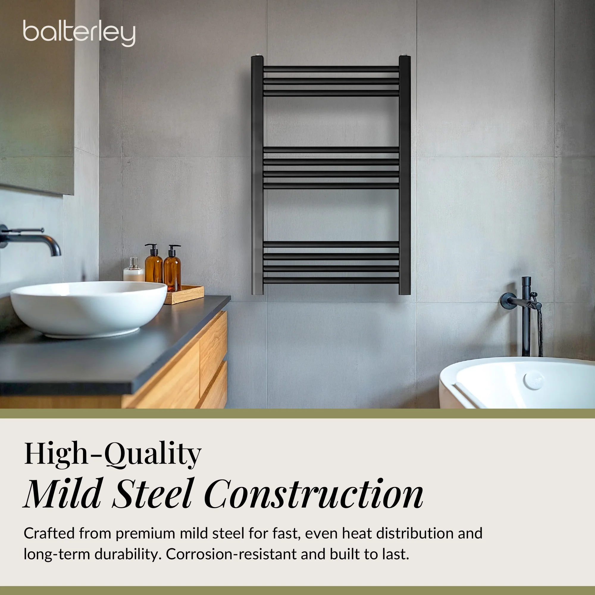 Straight Heated Heated Towel Rail Radiator, W: 600mm - Choice of Height and Finish - Image 42