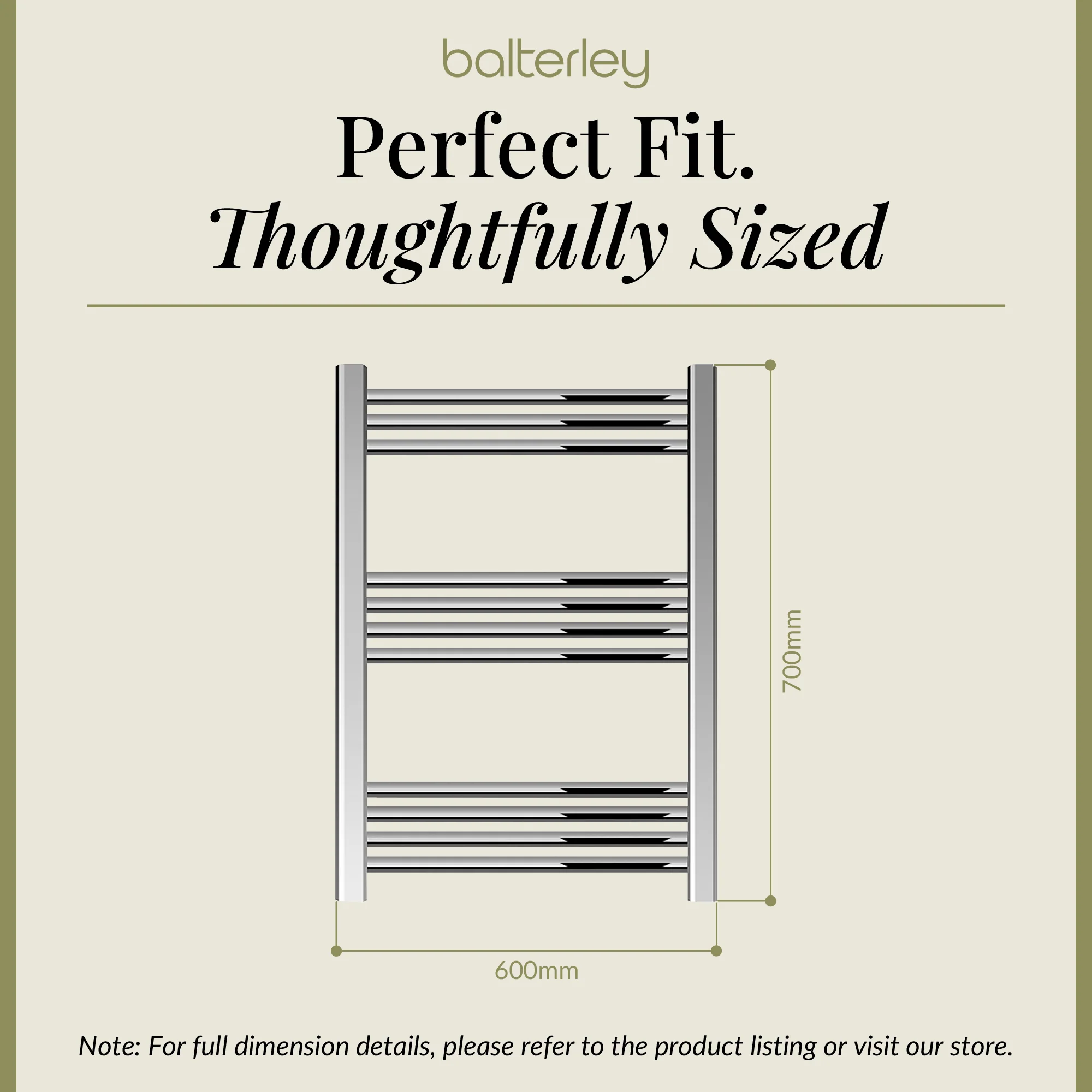 Straight Heated Heated Towel Rail Radiator, W: 600mm - Choice of Height and Finish - Image 46