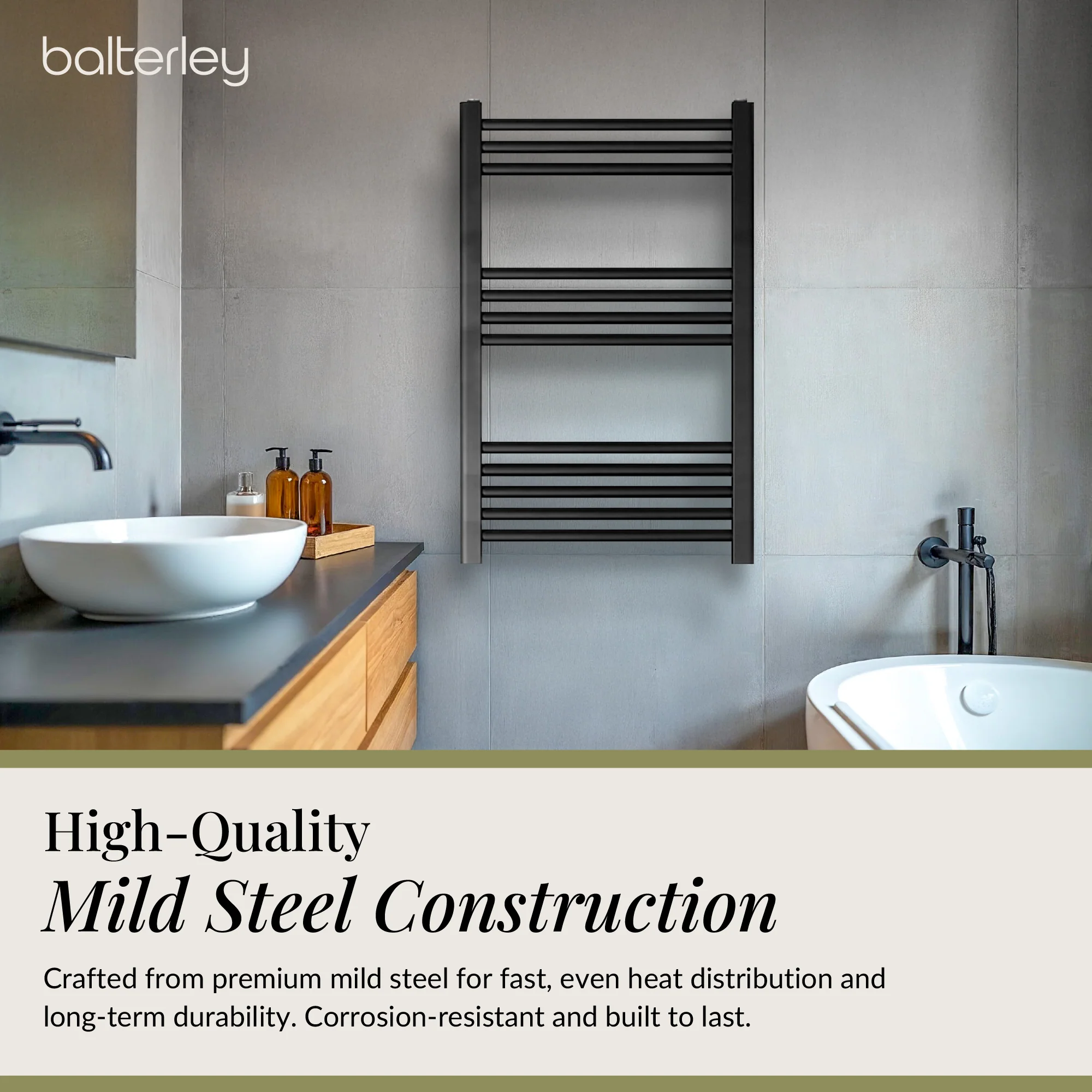 Straight Heated Heated Towel Rail Radiator, W: 600mm - Choice of Height and Finish - Image 54