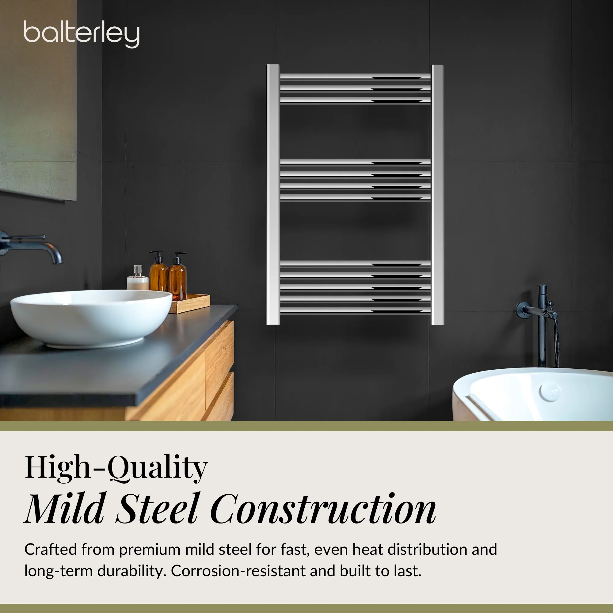 Straight Heated Heated Towel Rail Radiator, W: 600mm - Choice of Height and Finish - Image 59